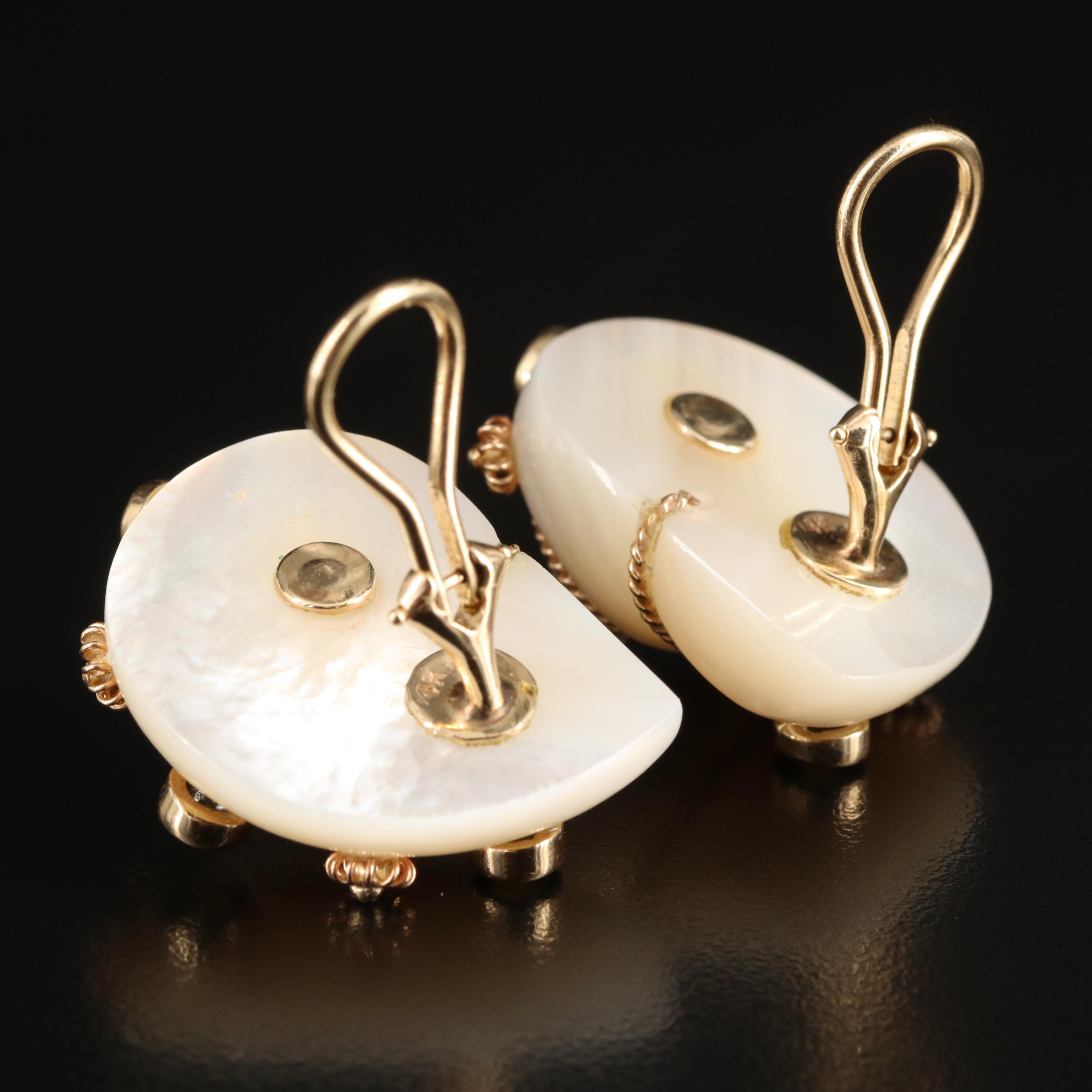 14K Shell and Peridot Earrings