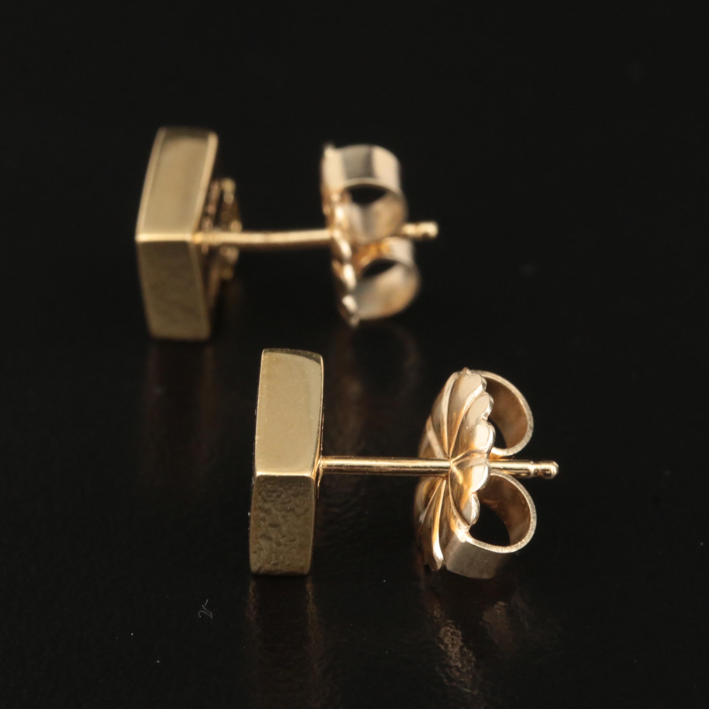 Bernard K Passman 18K Black Coral and Diamond Square Stud Earrings