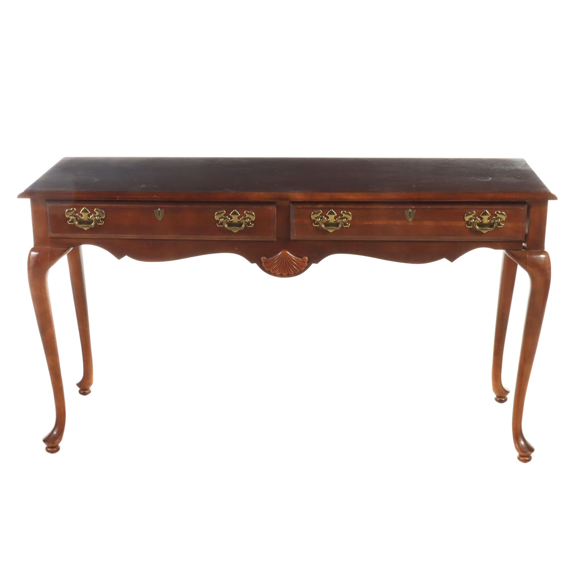 American Drew Queen Anne Style Cherrywood Console Table, Late 20th Century