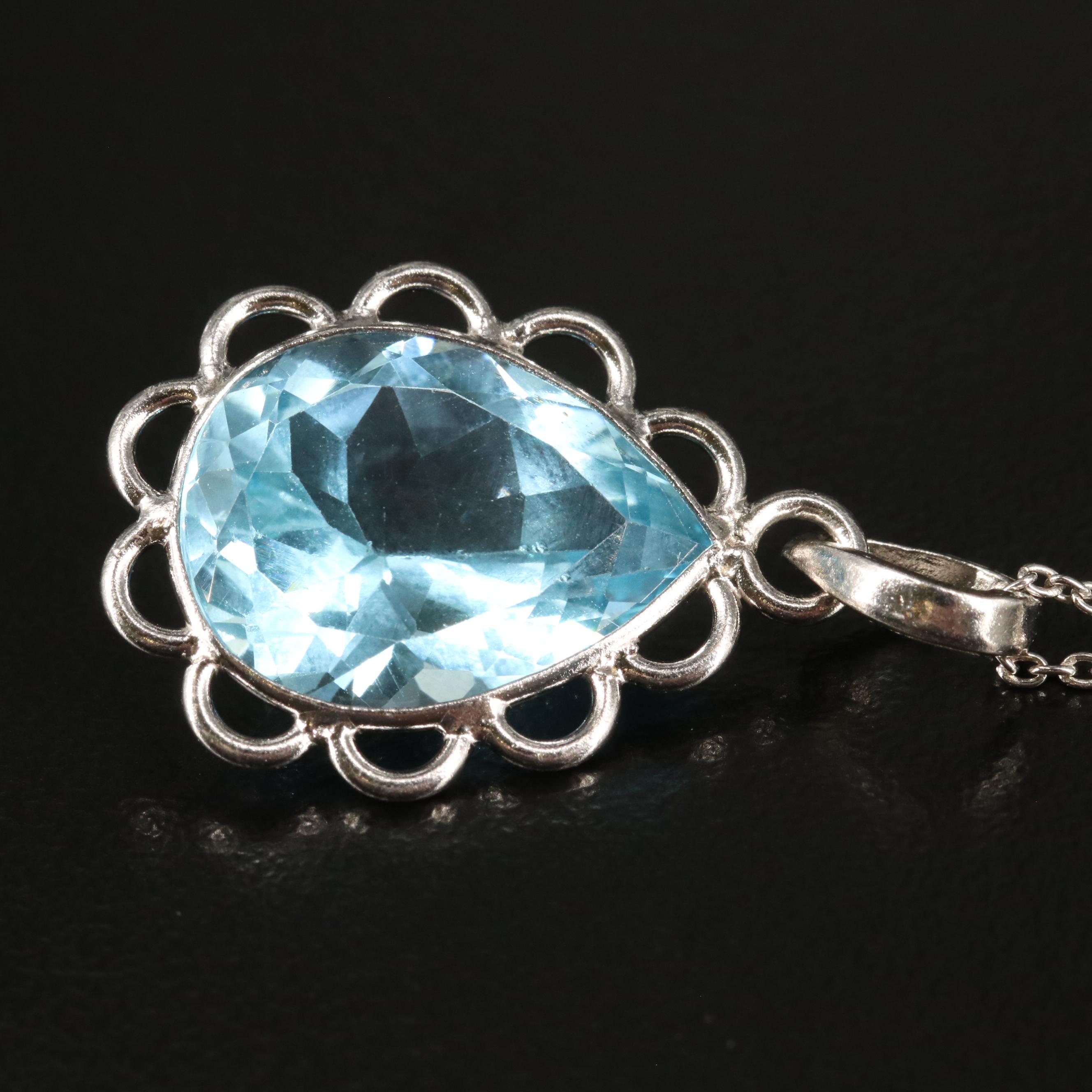 Sterling Blue Topaz Pendant Necklace