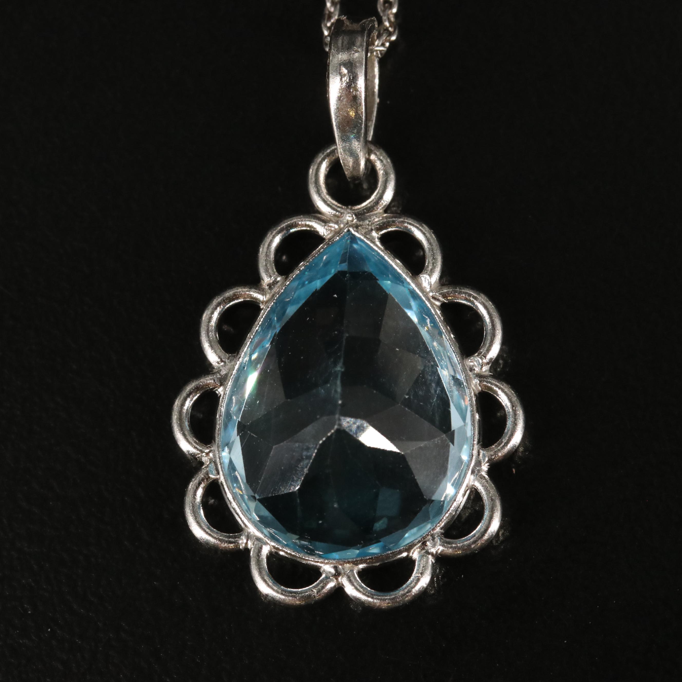 Sterling Blue Topaz Pendant Necklace