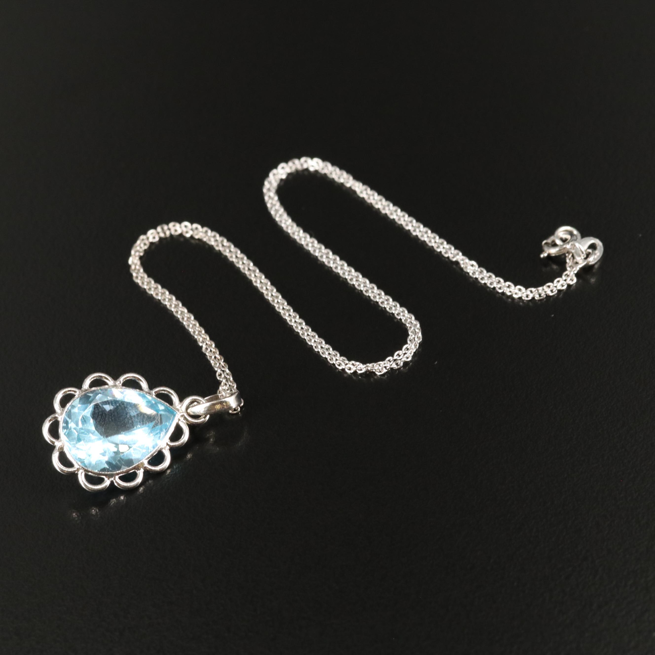 Sterling Blue Topaz Pendant Necklace