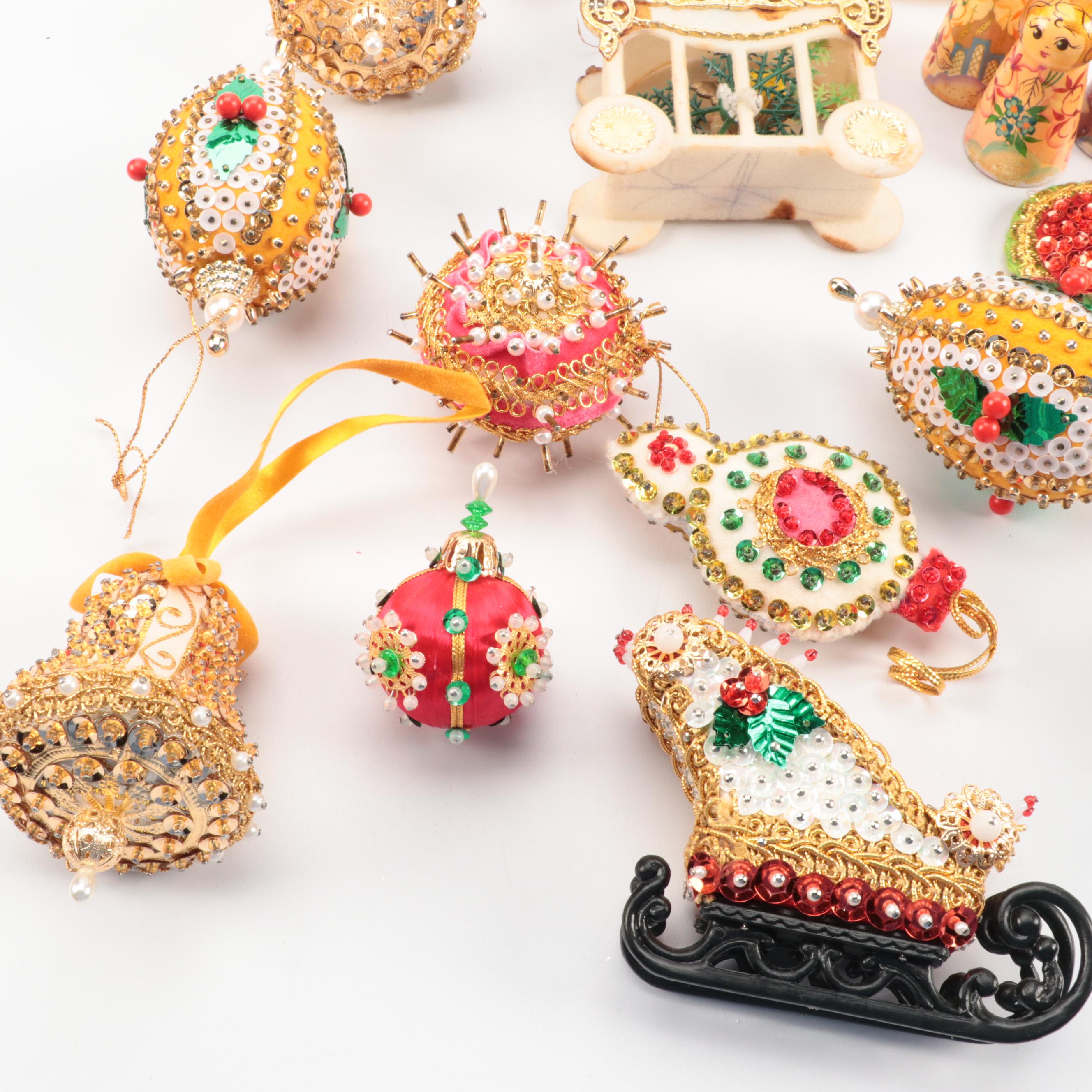 Victorian Style Sequin Christmas Ornaments and Other Ornaments