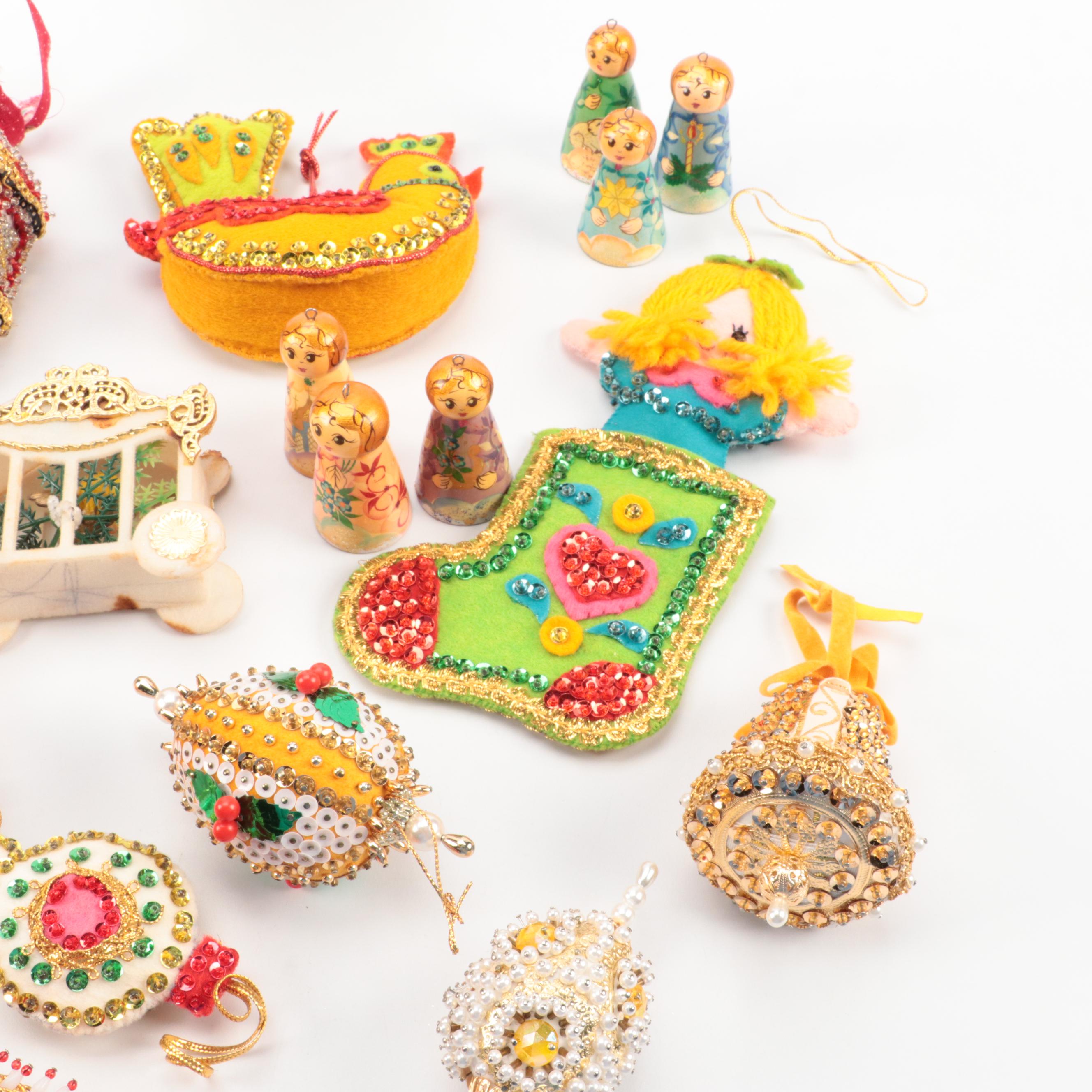 Victorian Style Sequin Christmas Ornaments and Other Ornaments