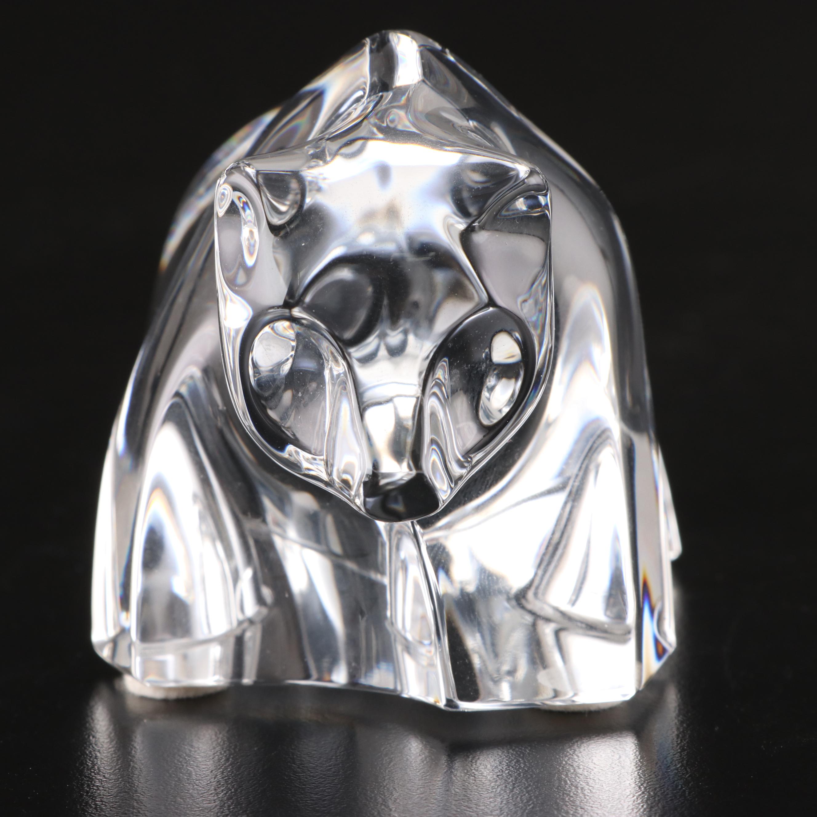 Baccarat Crystal Polar Bear and Grizzly Bear Figurines