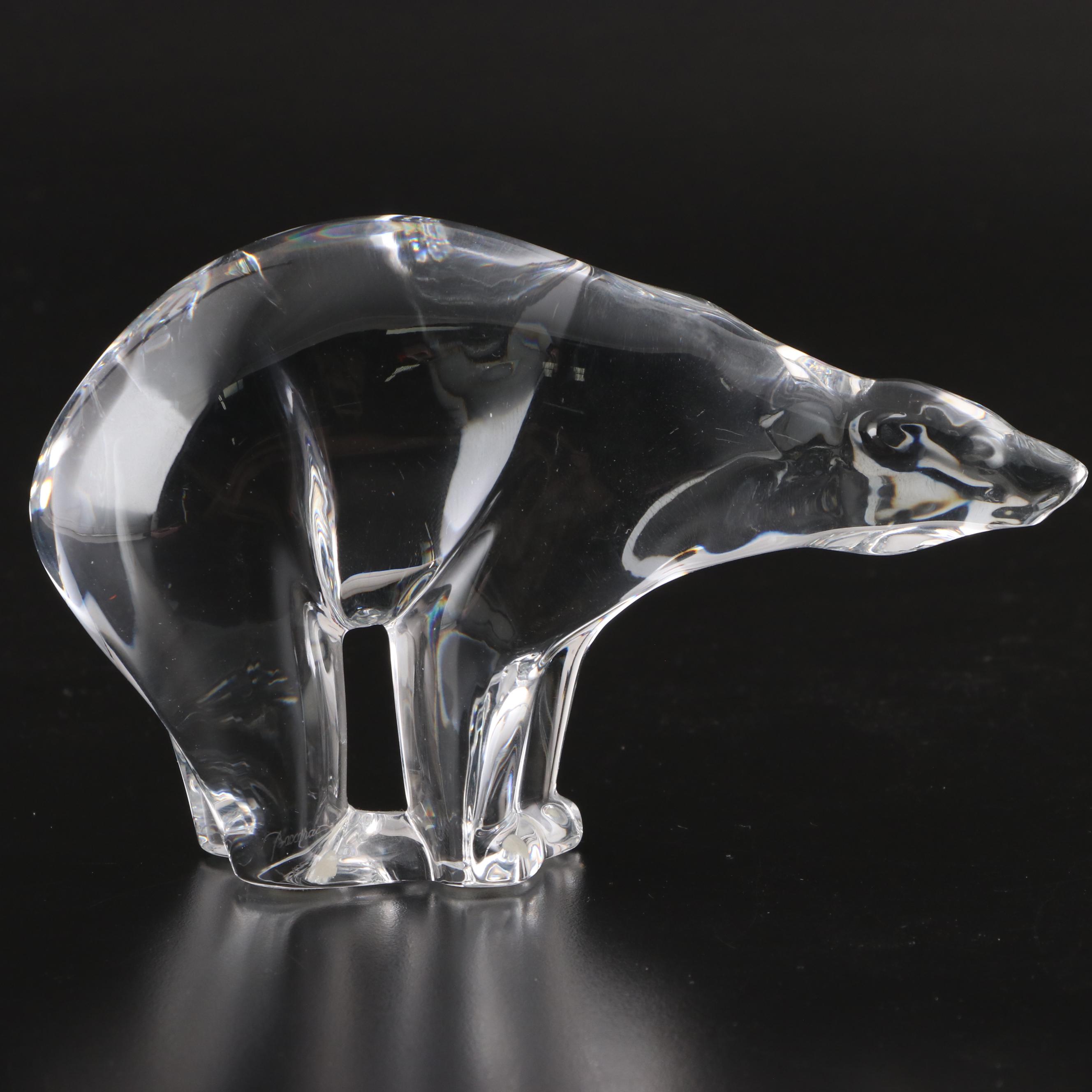 Baccarat Crystal Polar Bear and Grizzly Bear Figurines