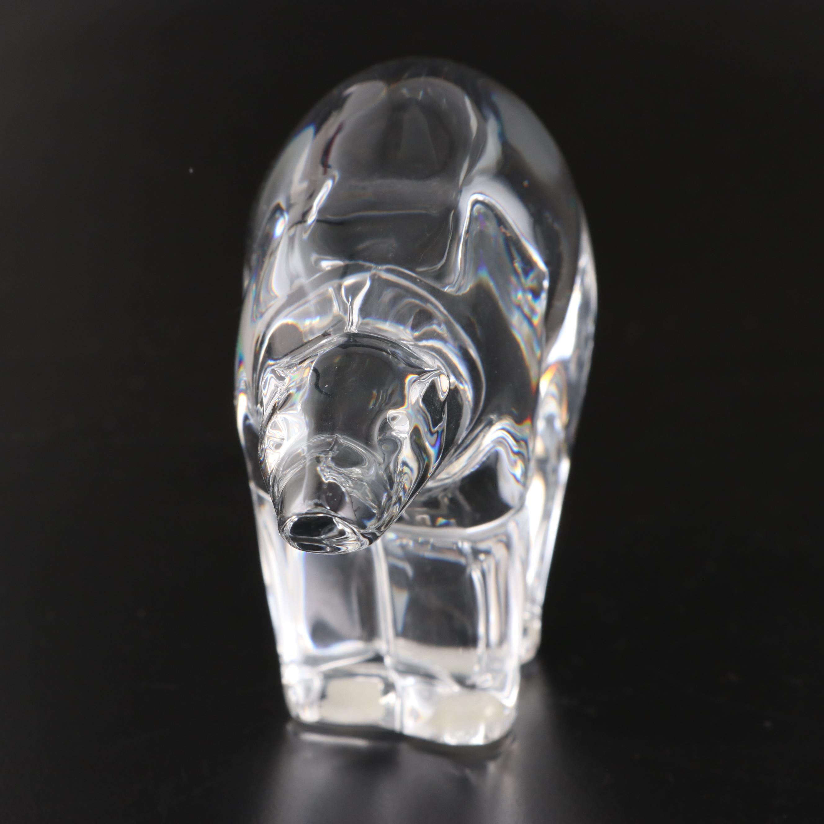 Baccarat Crystal Polar Bear and Grizzly Bear Figurines