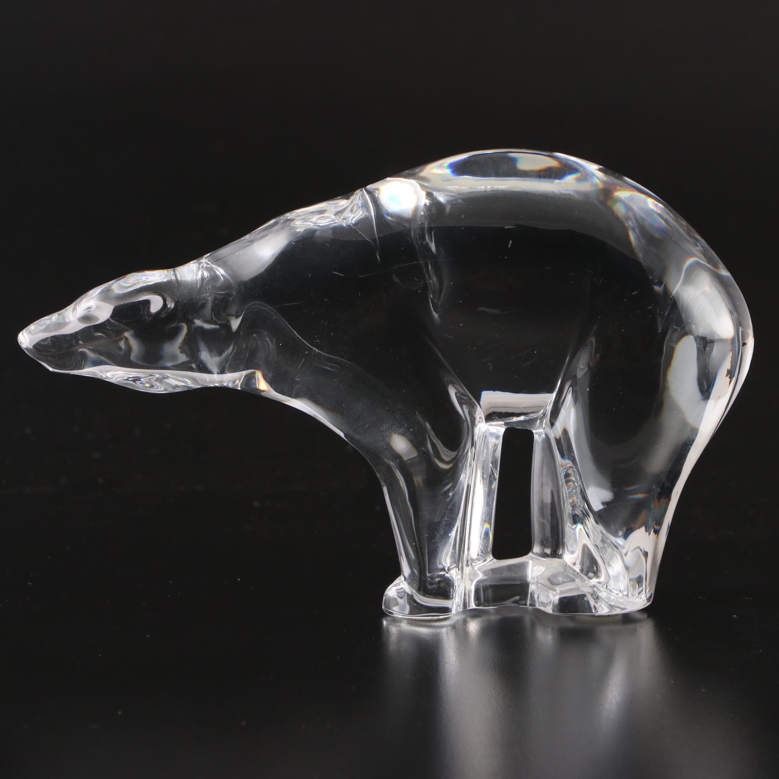 Baccarat Crystal Polar Bear and Grizzly Bear Figurines