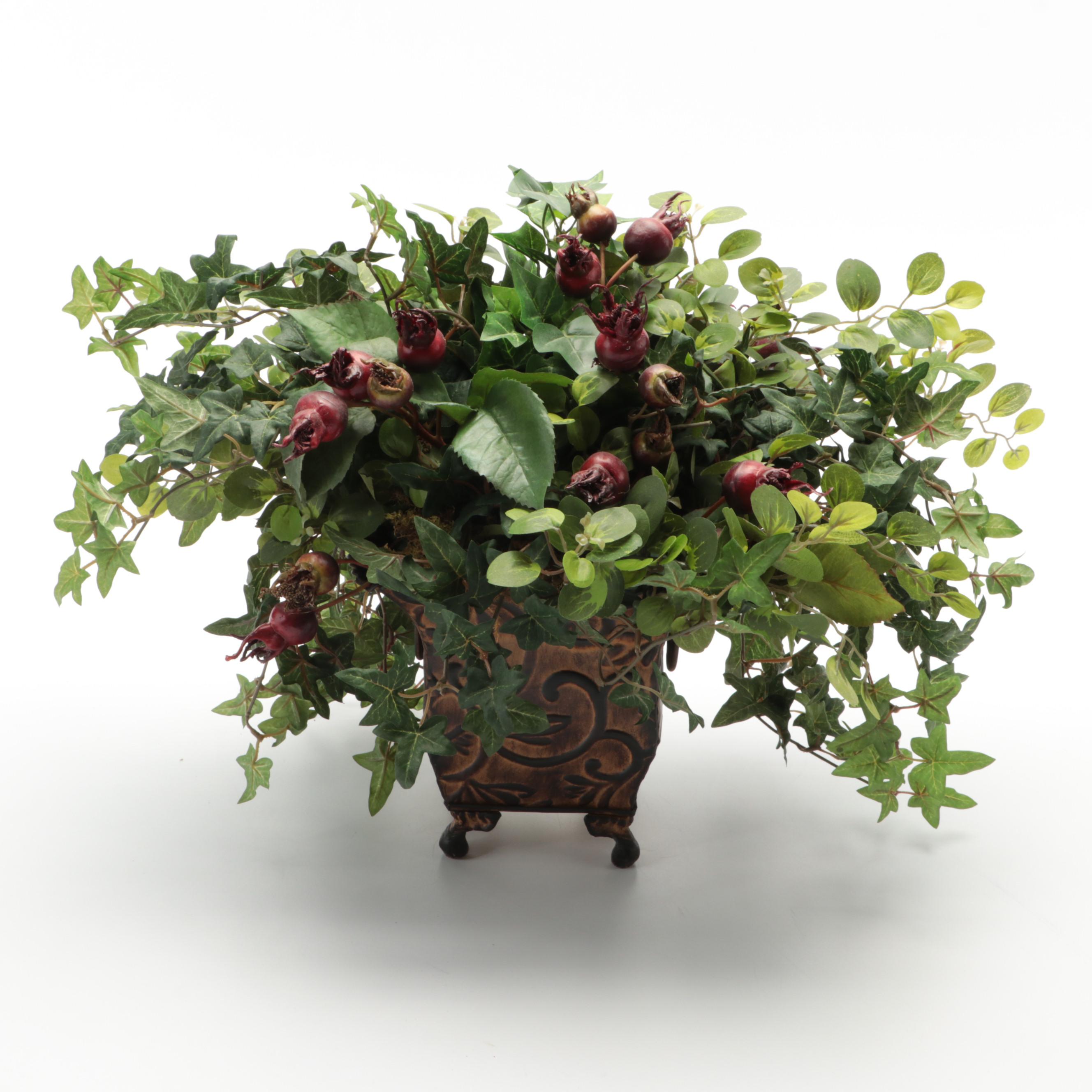 Artificial Greenery in Planters and Other Faux Plant Arrangements