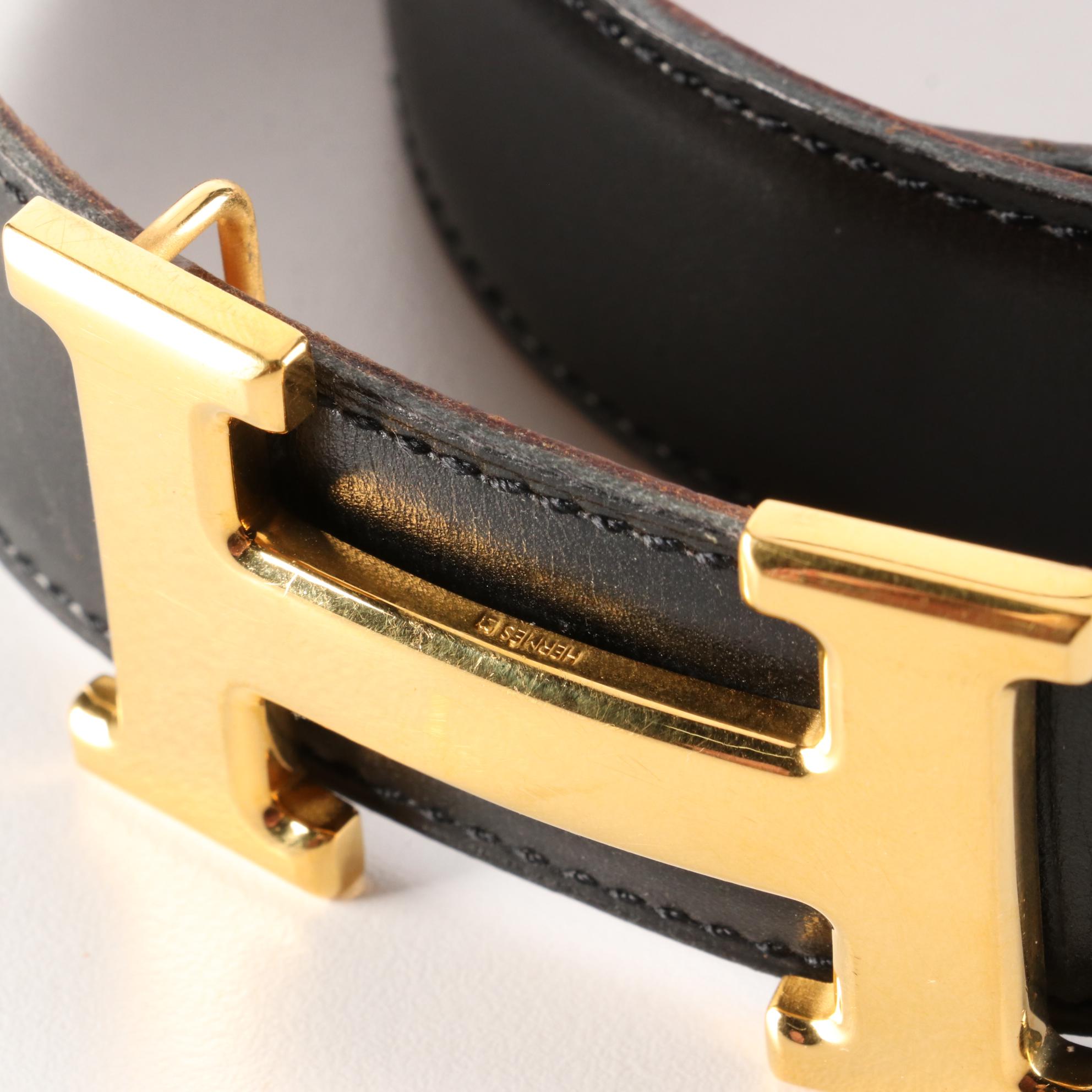 Hermès Reversible Leather Constance H Buckle Belt 32mm