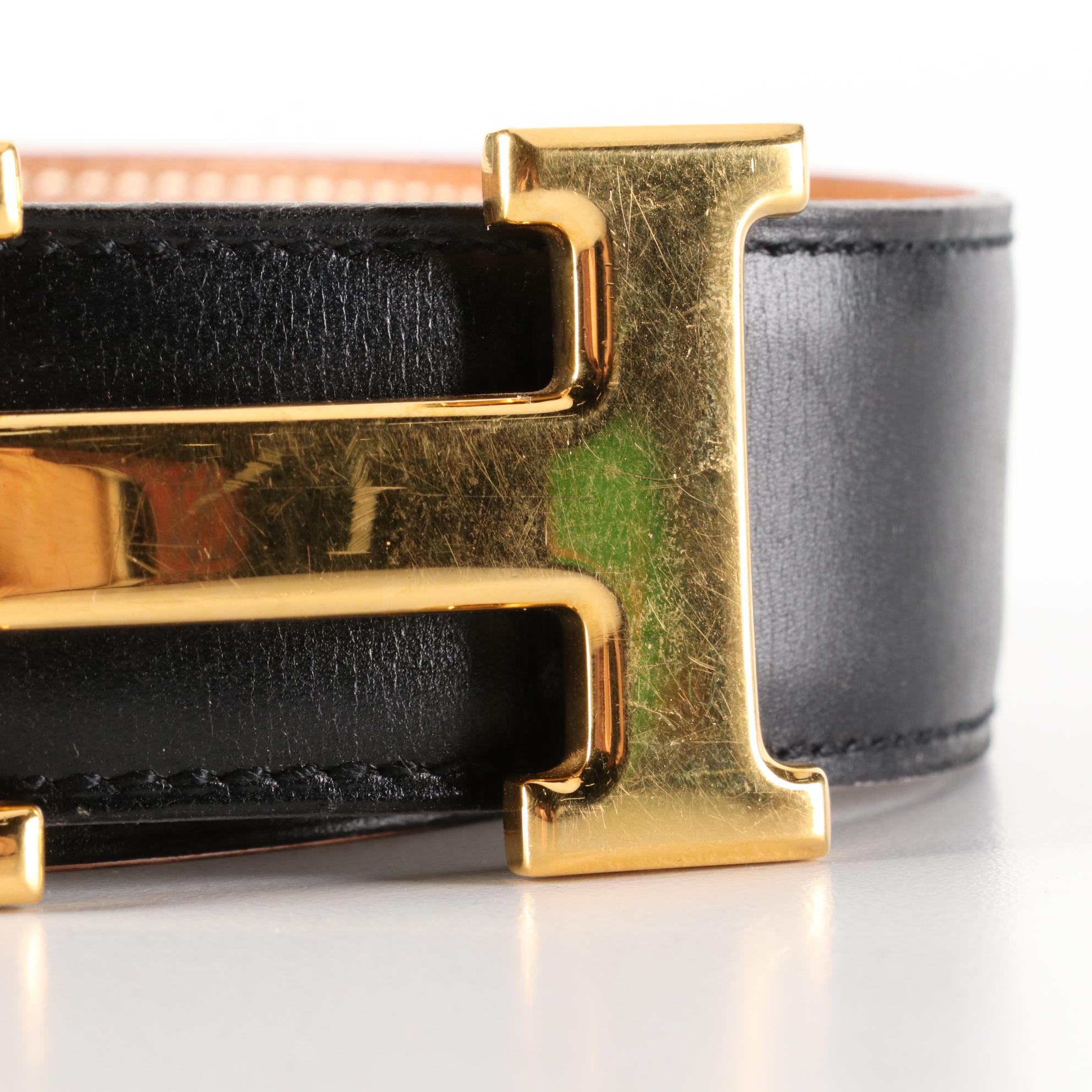 Hermès Reversible Leather Constance H Buckle Belt 32mm