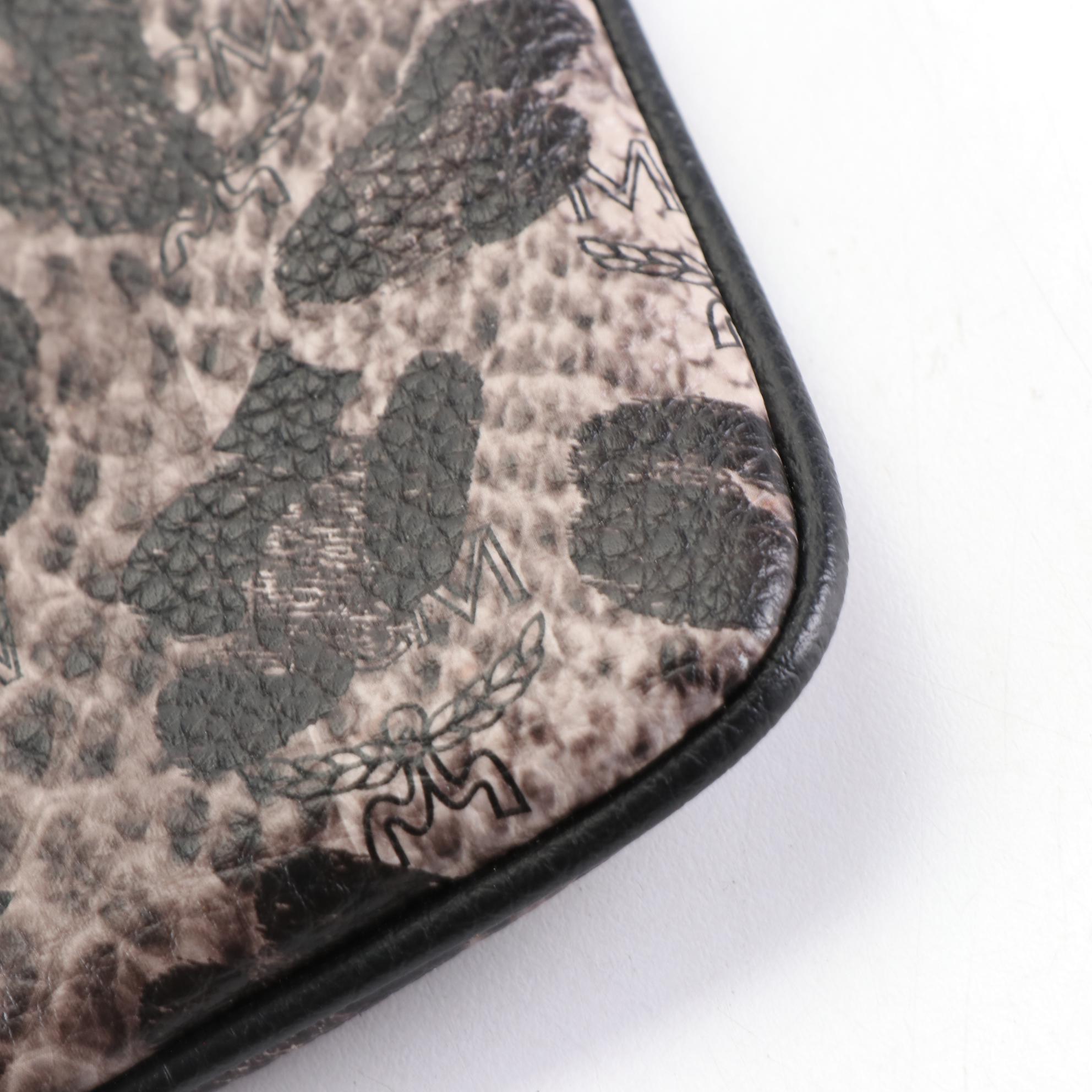 MCM Snake Effect Animal Print Leather Shoulder Bag