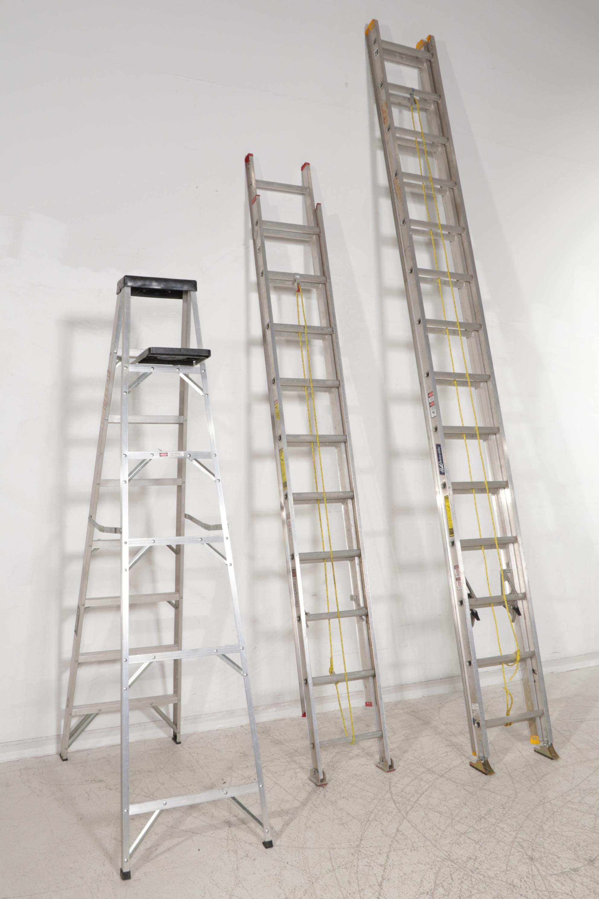 Husky Aluminum Stepladder With Davidson and Louisville Extension Ladders