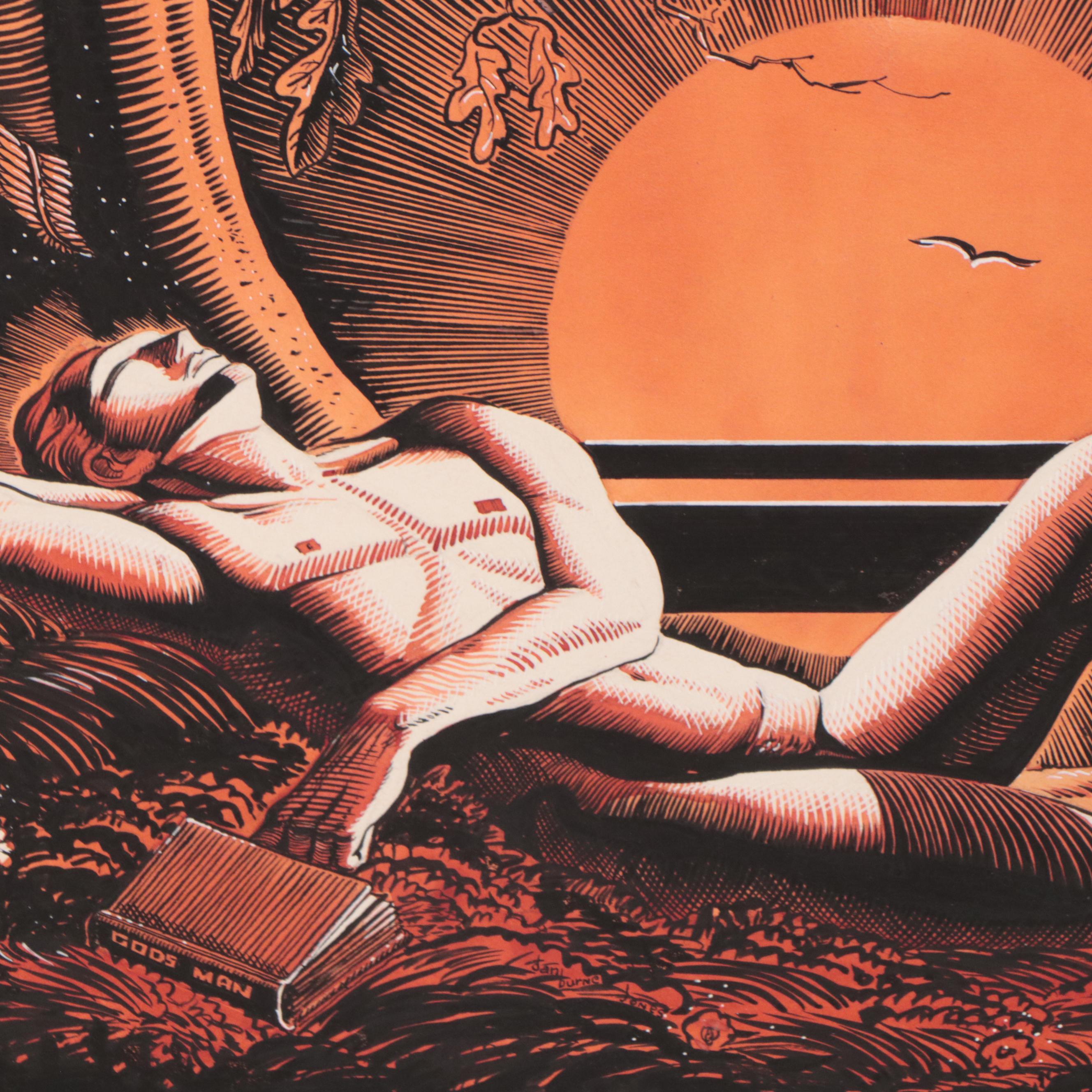 Dan Burne Jones Watercolor and Ink Painting "When Day Is Done," Circa 1939