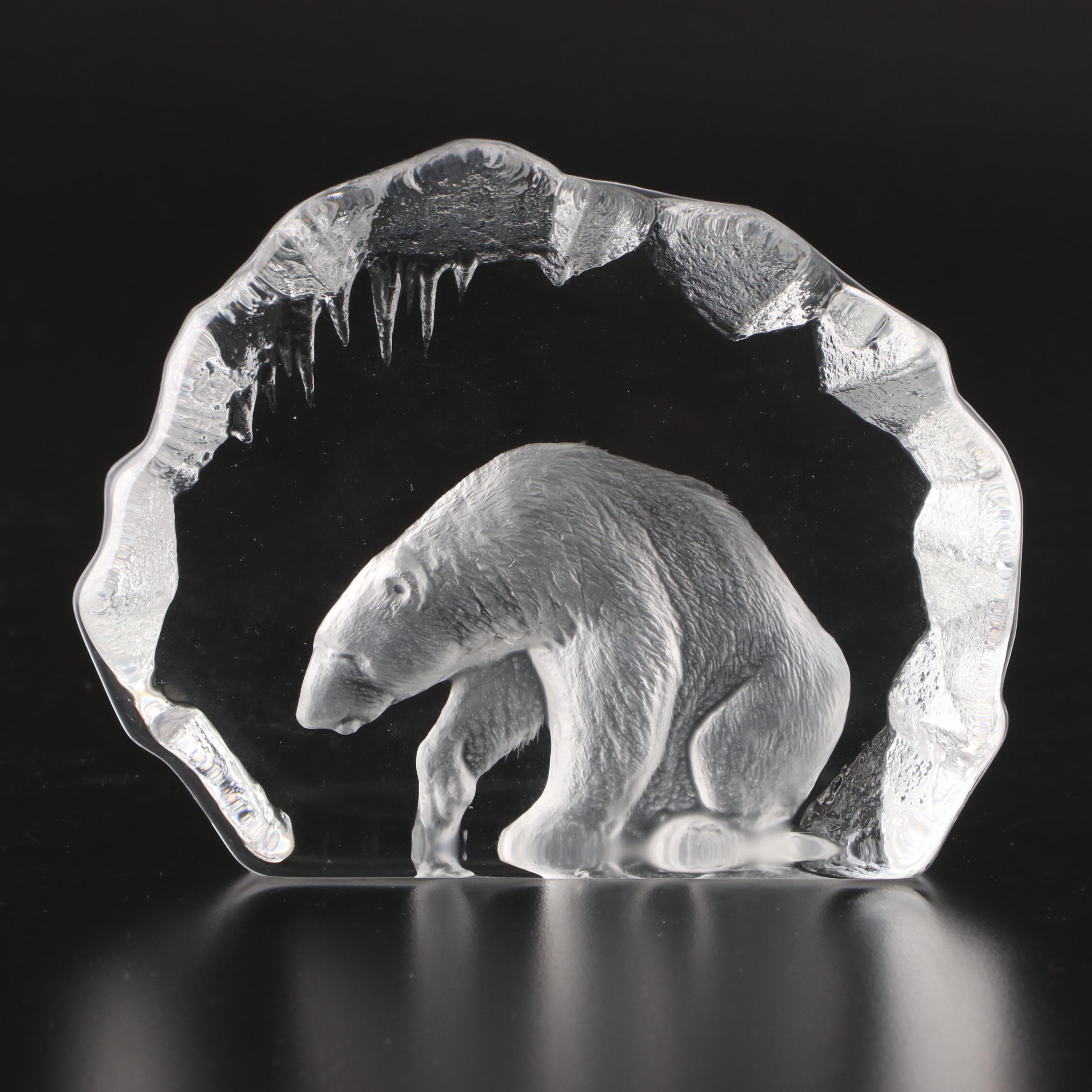 Mats Jonasson for Kosta Art Glass Polar Bear Paperweights