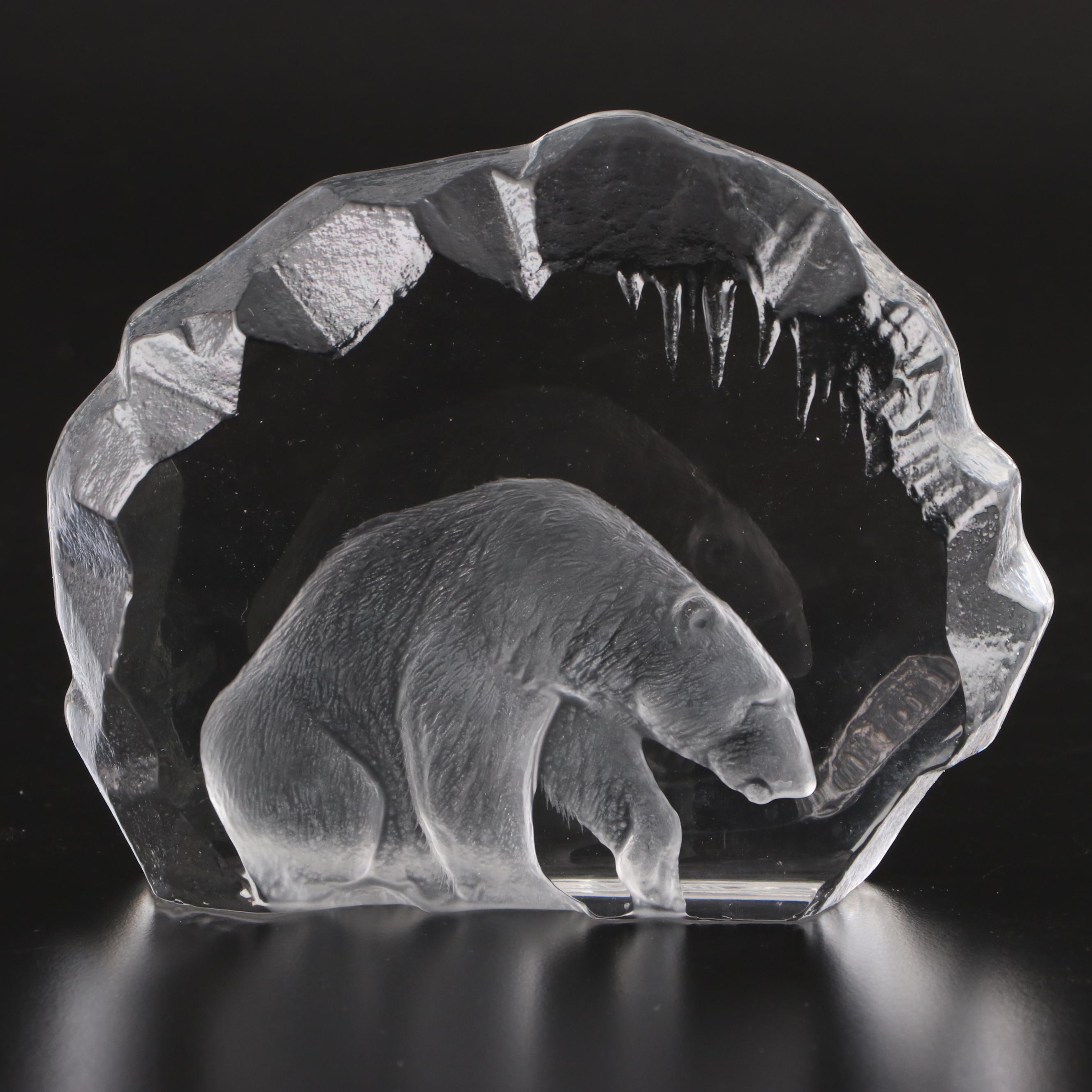 Mats Jonasson for Kosta Art Glass Polar Bear Paperweights
