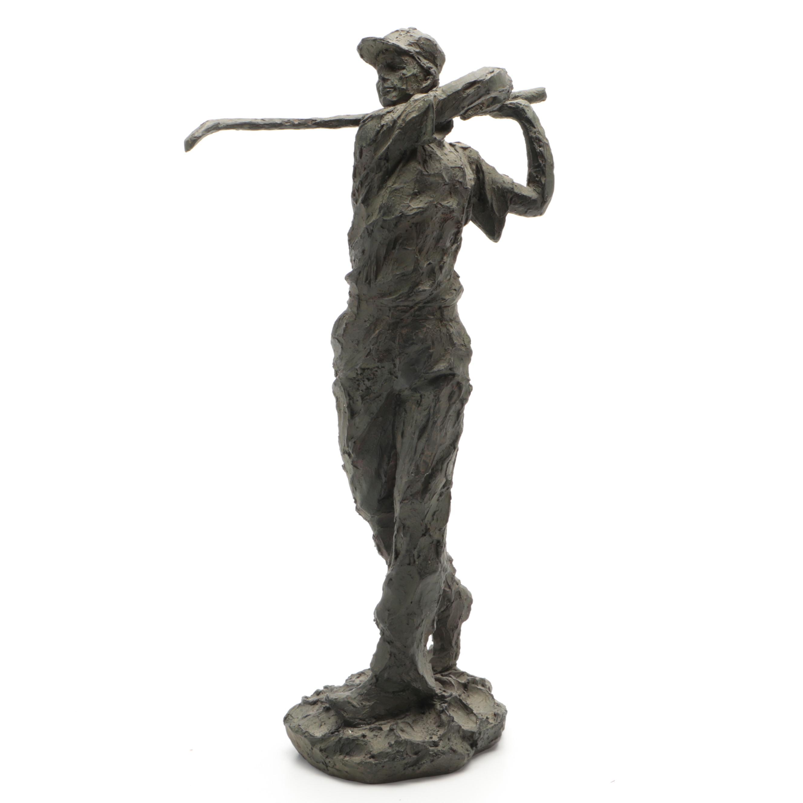 Signed "Crooked Stick Golf Club" with More Golf Books and Resin Golfer Statuette