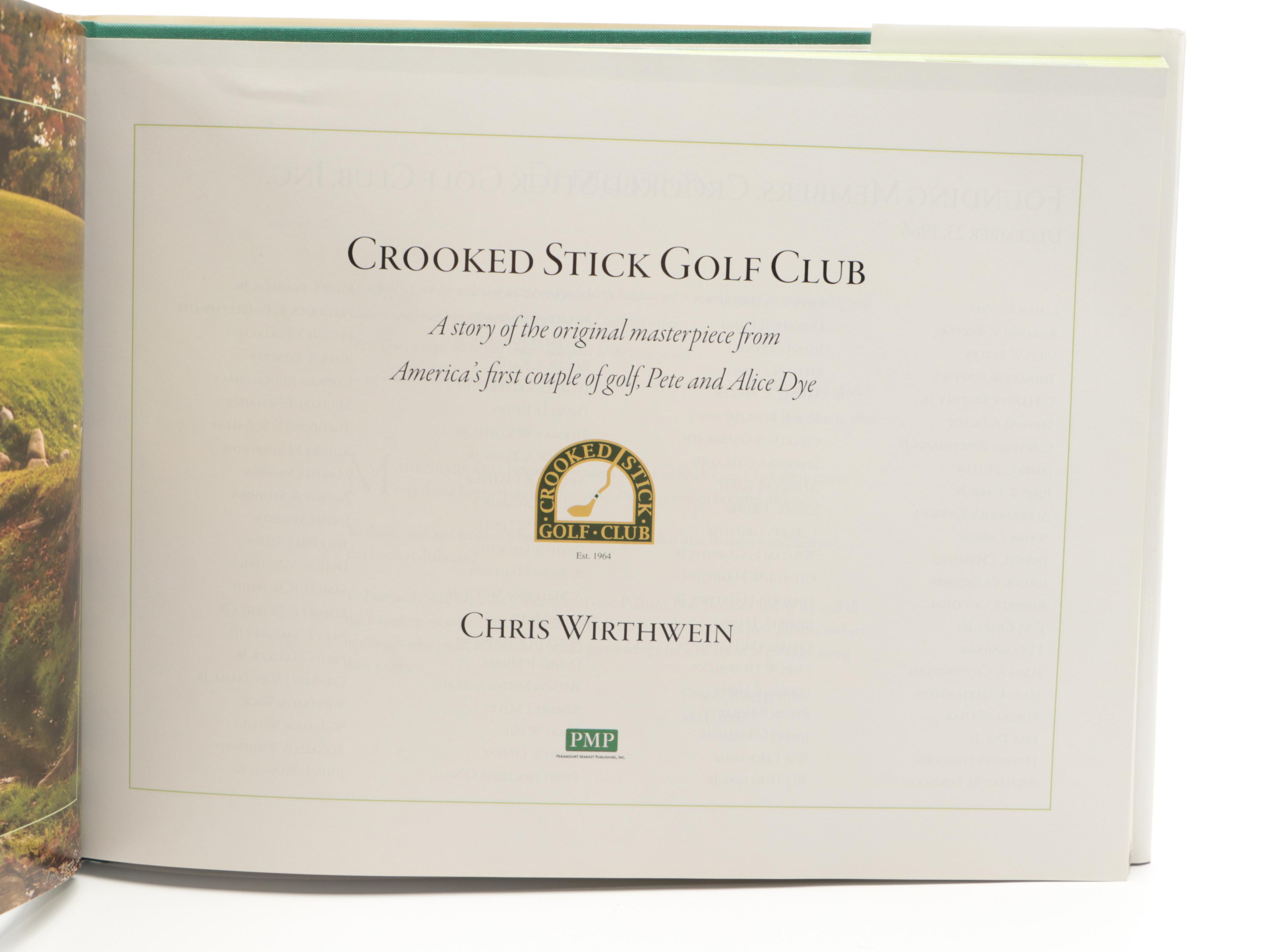 Signed "Crooked Stick Golf Club" with More Golf Books and Resin Golfer Statuette