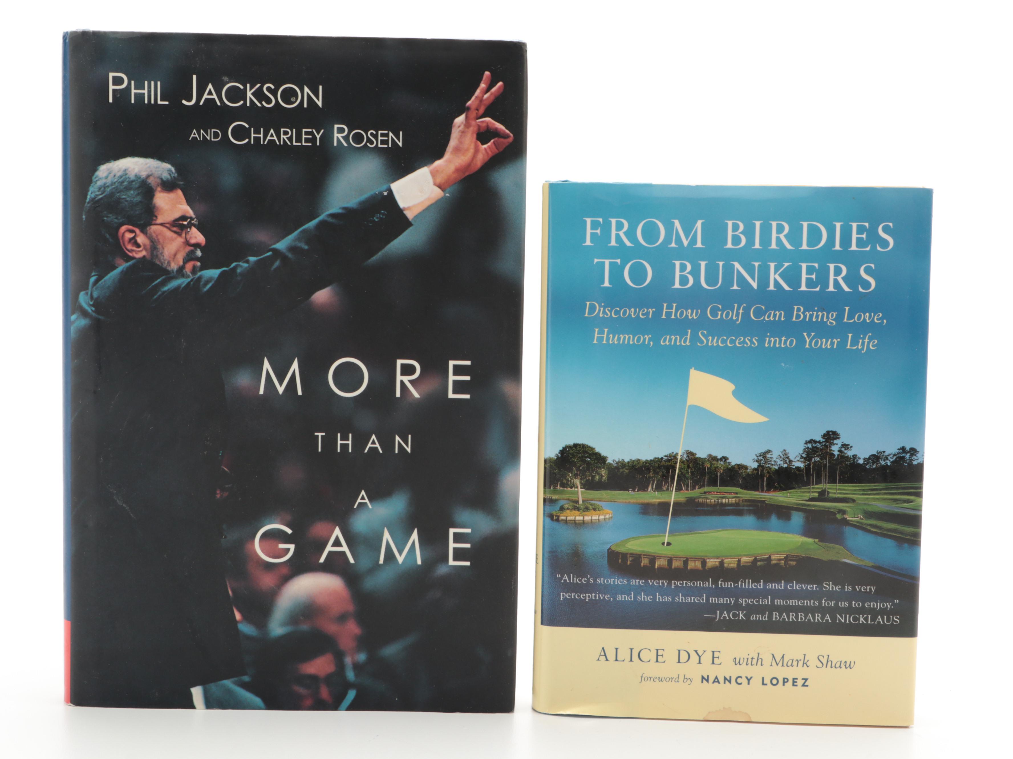 Signed "Crooked Stick Golf Club" with More Golf Books and Resin Golfer Statuette