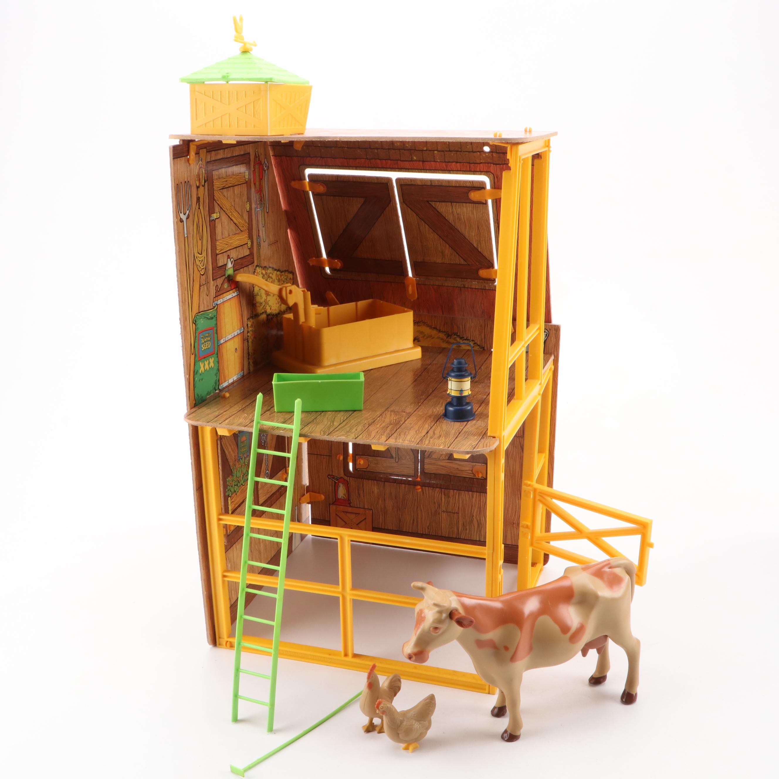 Mattel Sunshine Family Barn and Room with Dolls, Livestock and Clothing