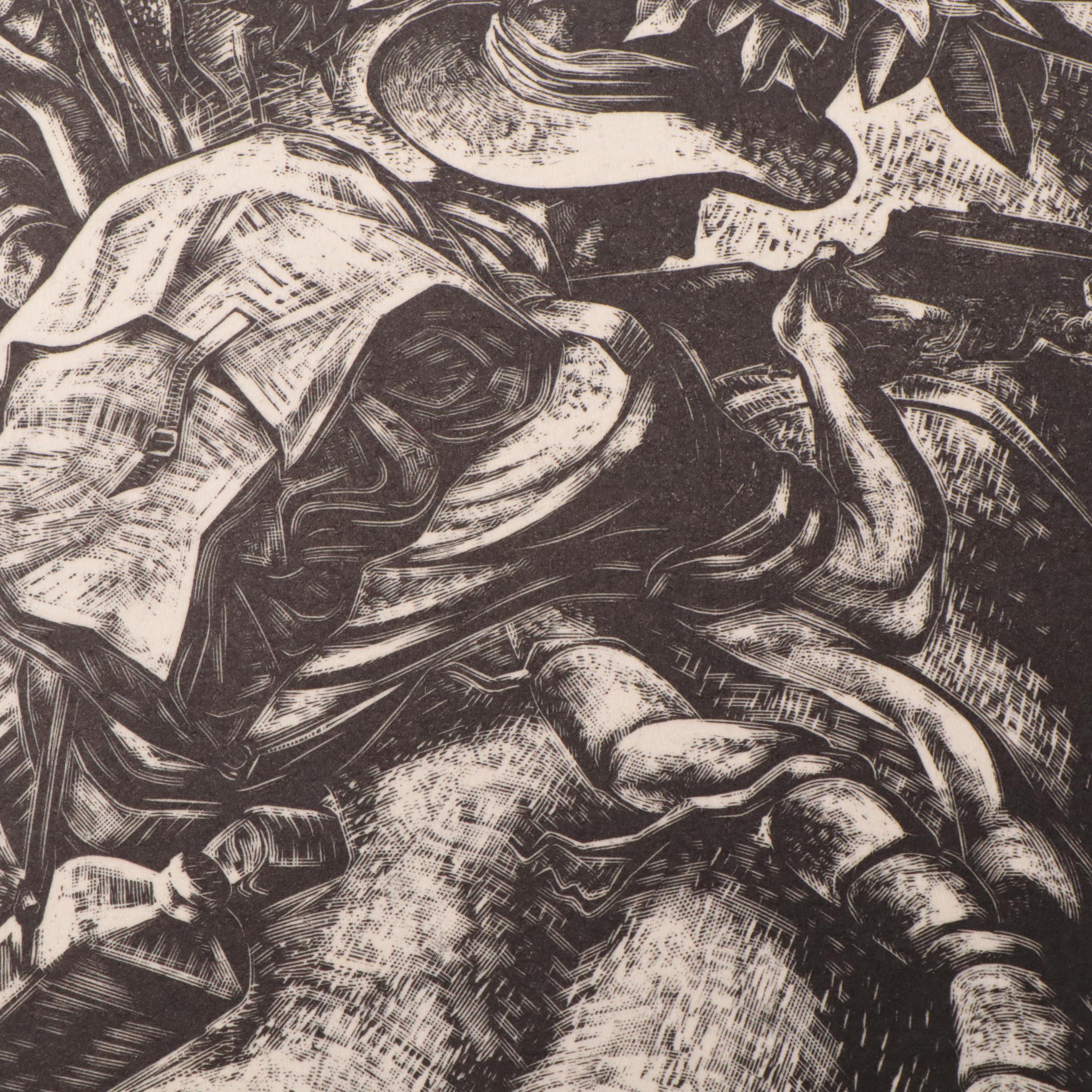 Lynd Ward Wood Engraving "Wingate's Raiders"
