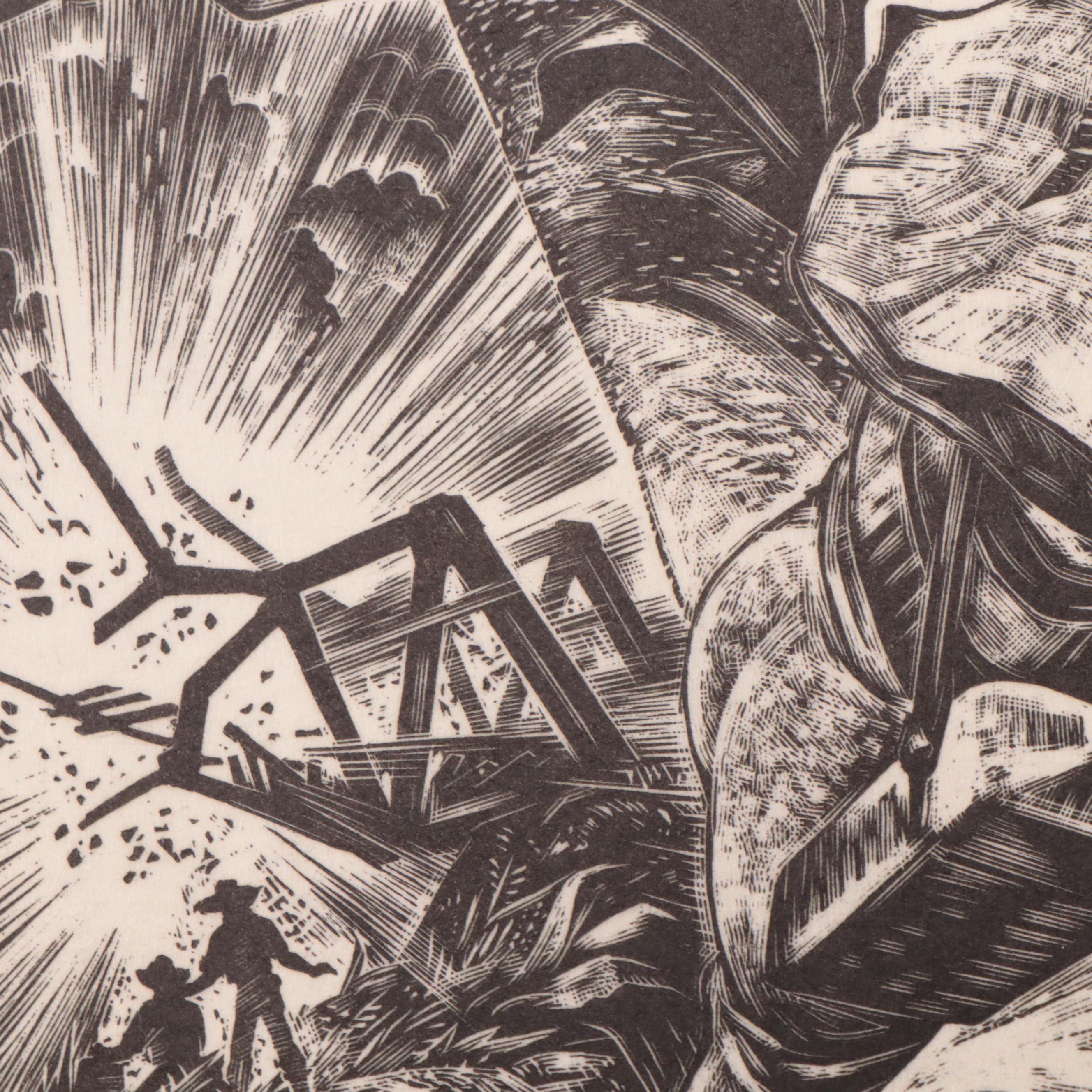 Lynd Ward Wood Engraving "Wingate's Raiders"