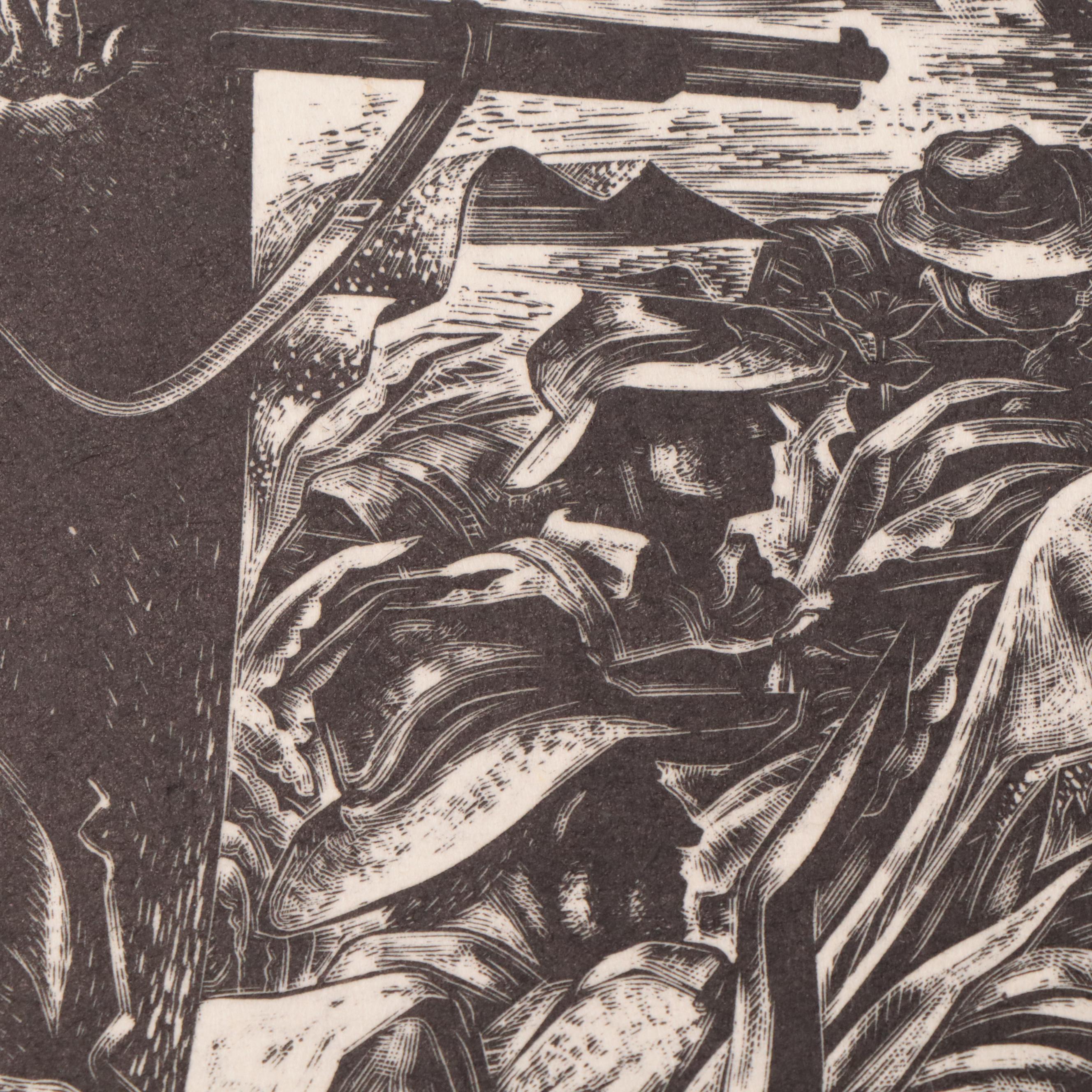 Lynd Ward Wood Engraving "Wingate's Raiders"