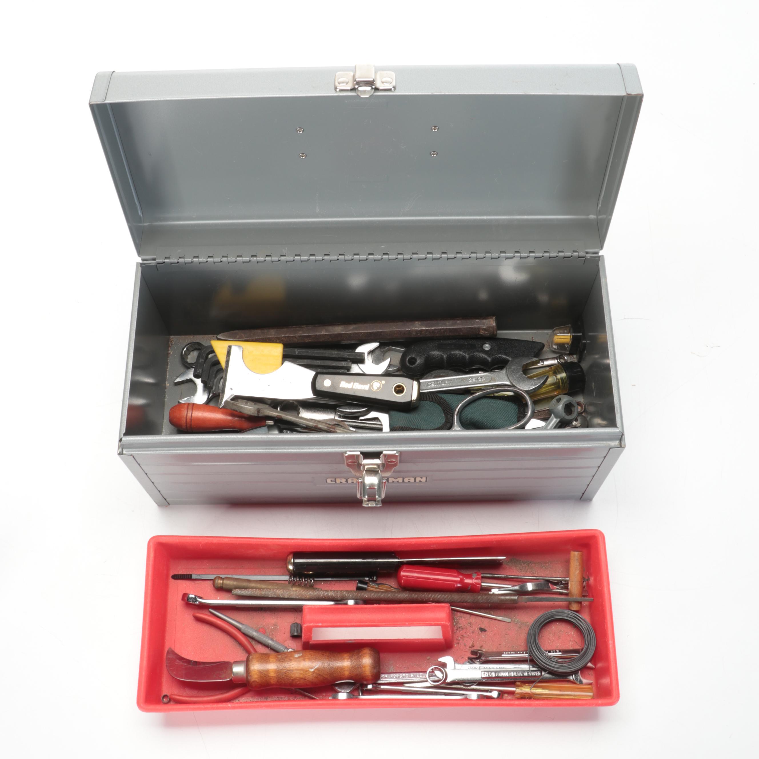 Craftsman Tool Box With Hand Tools and Flashlight, Work Lights