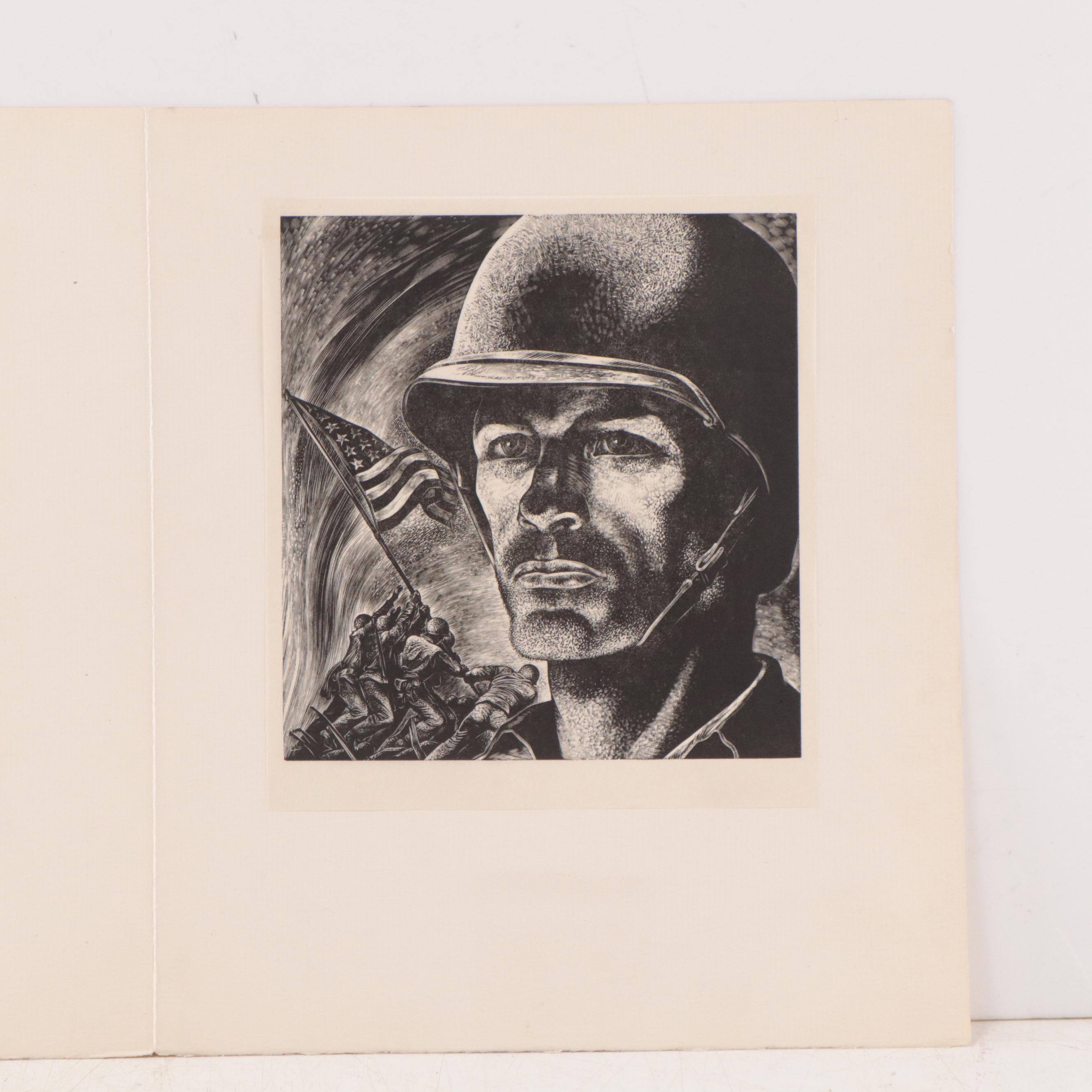 Lynd Ward Wood Engraving "Solider," 1945