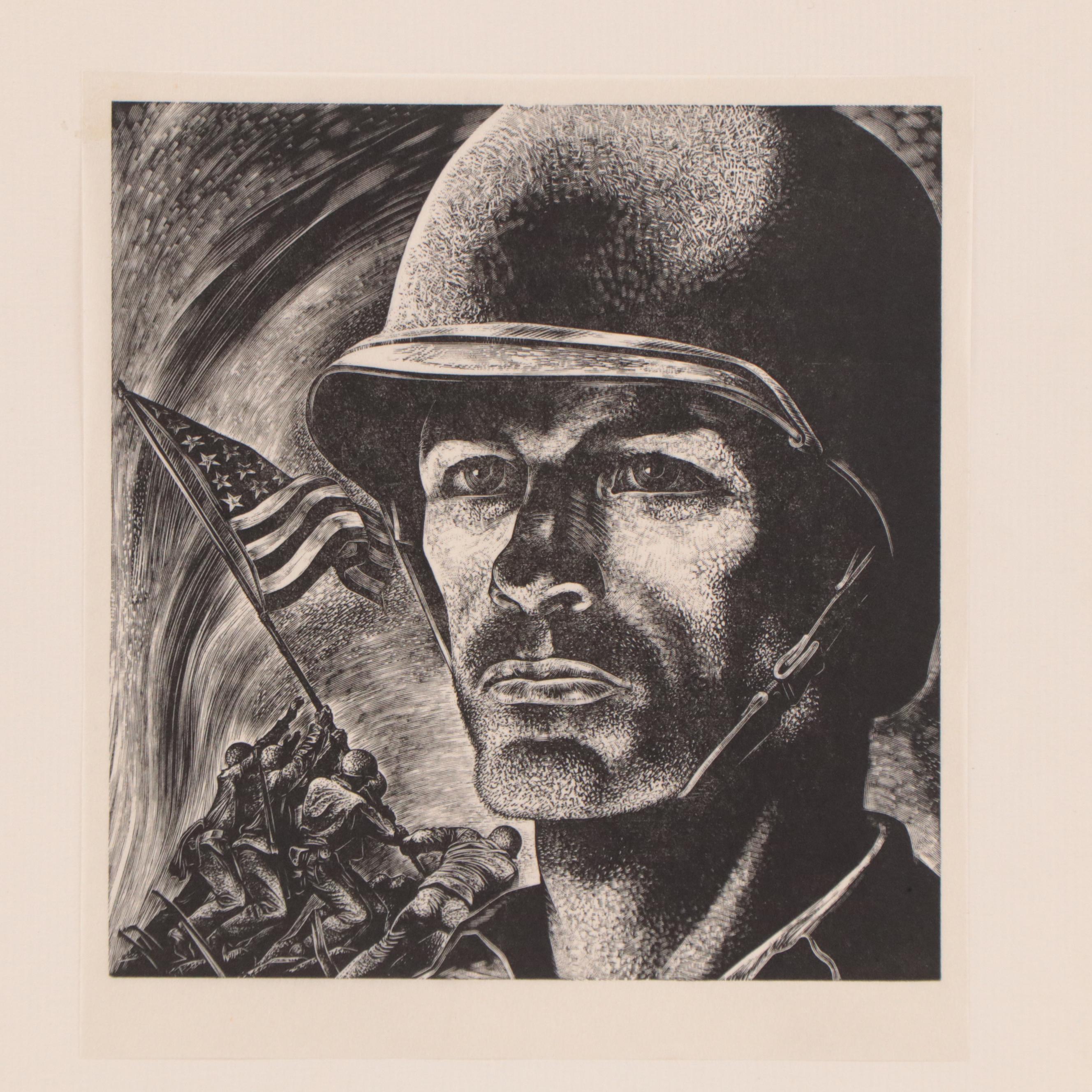 Lynd Ward Wood Engraving "Solider," 1945