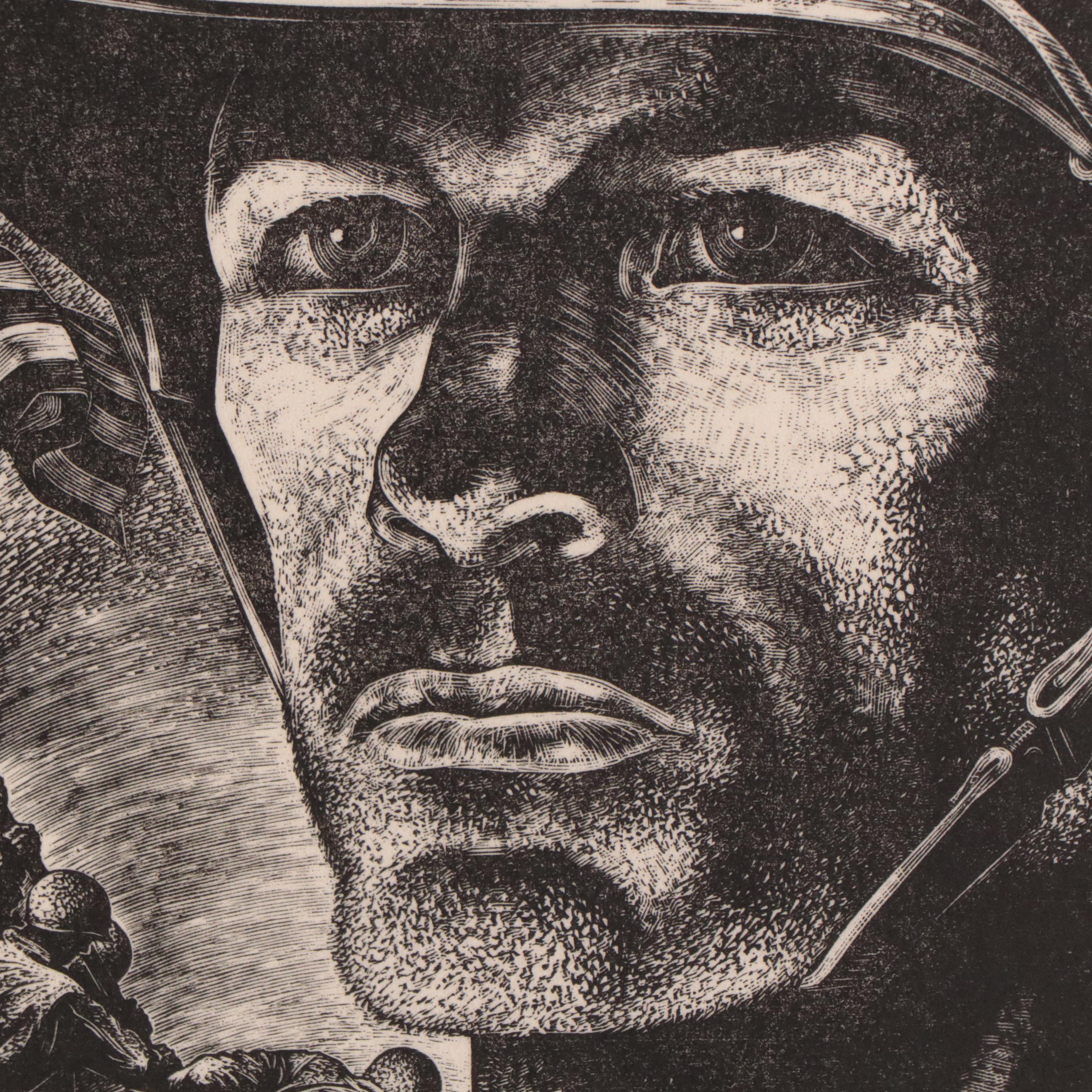 Lynd Ward Wood Engraving "Solider," 1945