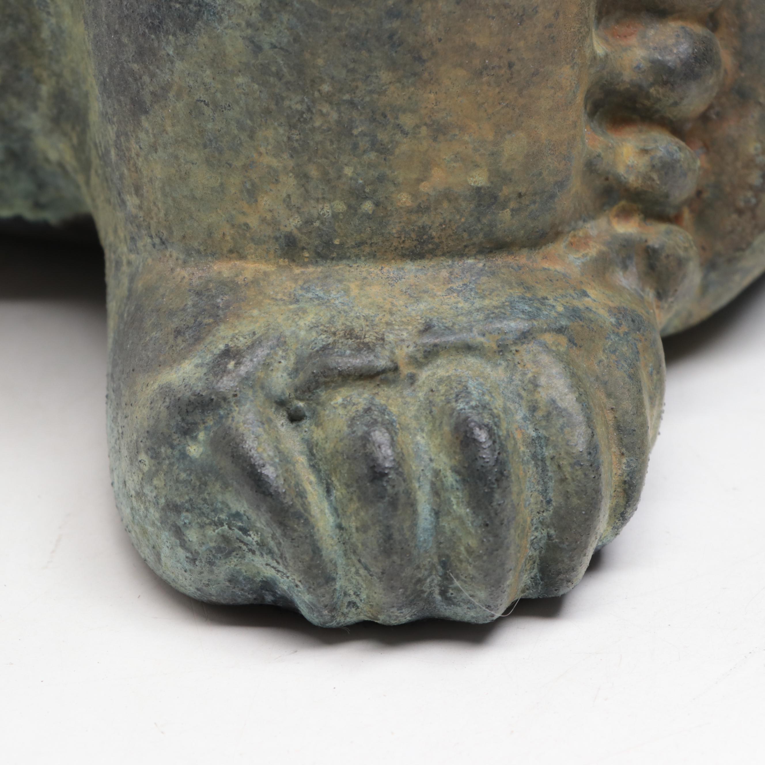 Tony Evans Signed Raku Pottery Seated Bear Figurine