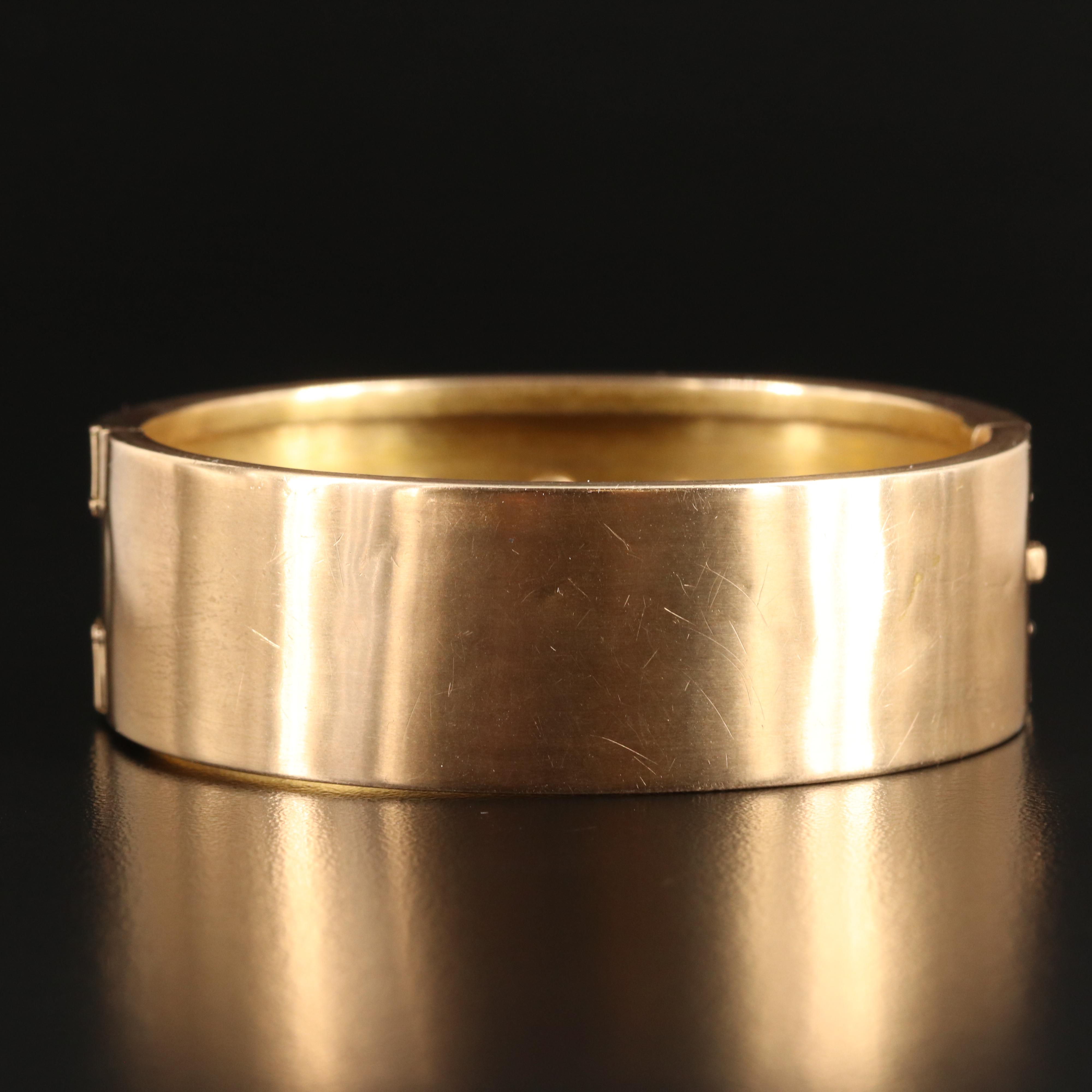 Victorian 14K Opal and 2.60 CTW Diamond Wide Bracelet with Fluted Accents