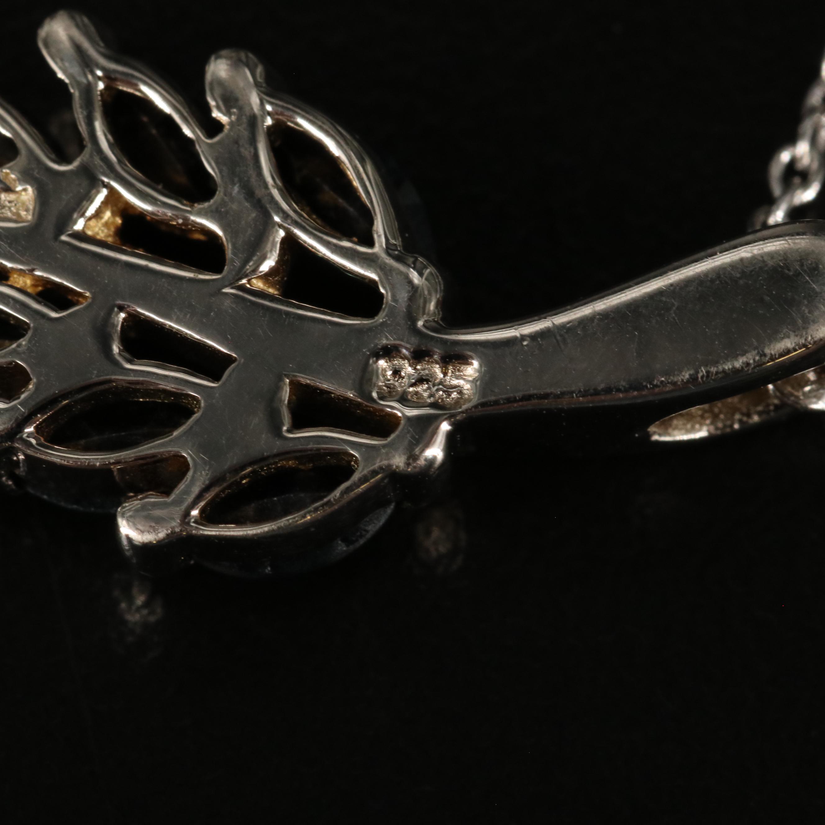 Sterling Sapphire Leaf Pendant Necklace