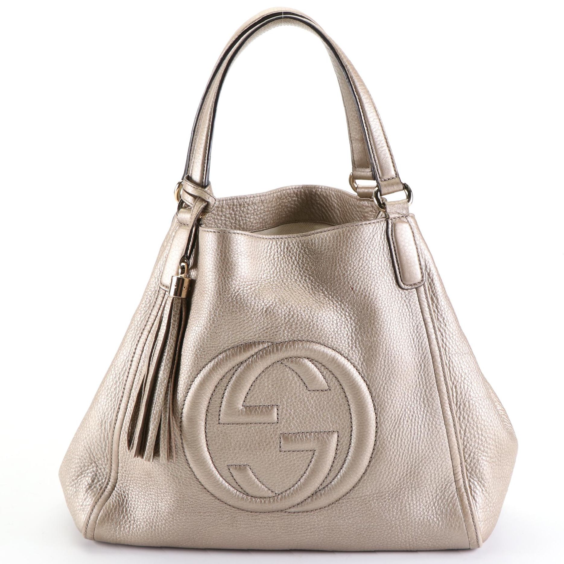 Gucci Soho Metallic Leather Handbag with Tassel
