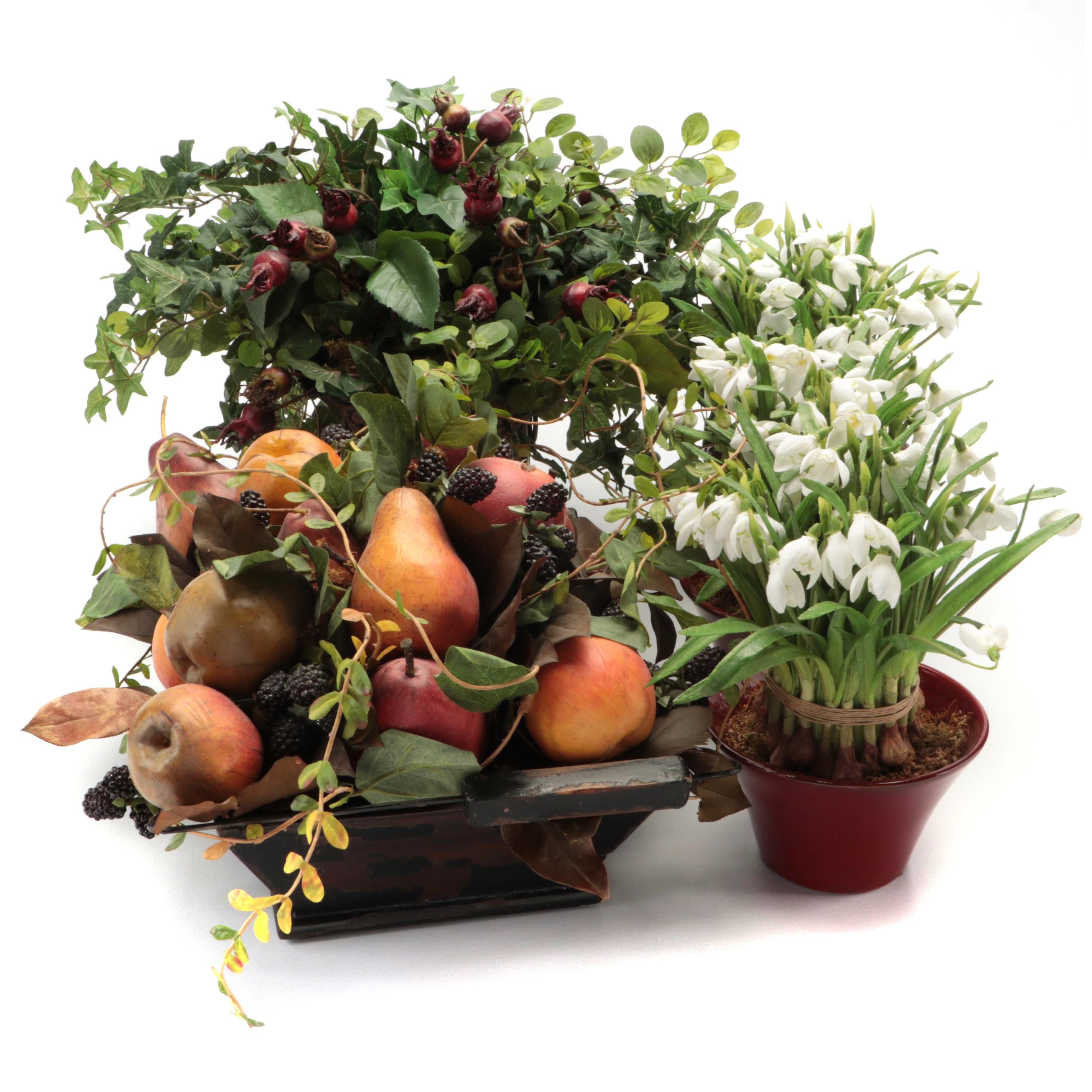 Artificial Greenery in Planters and Other Faux Plant Arrangements