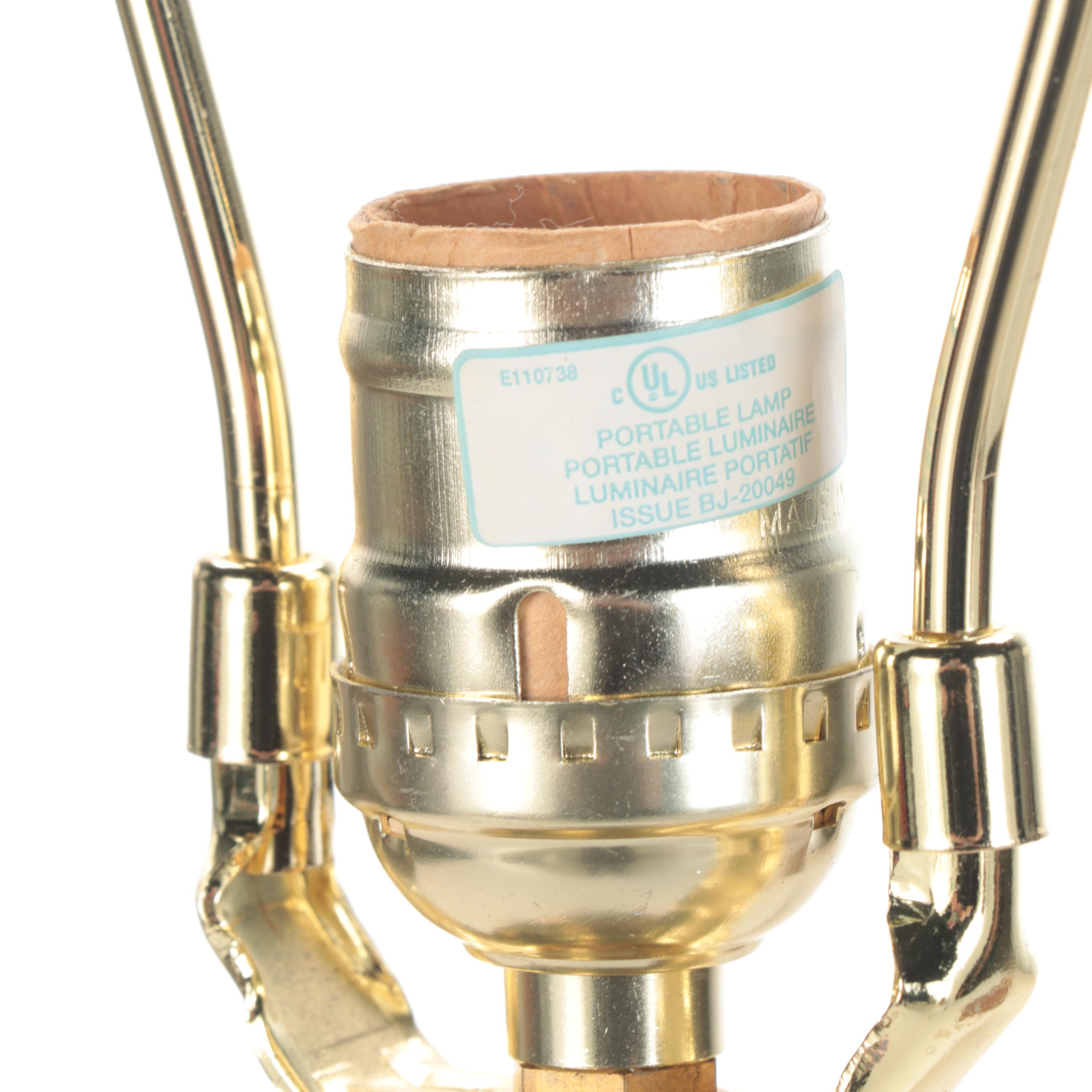 Gilt Finish Metal and Composite Pine Cone Candlestick Table Lamp