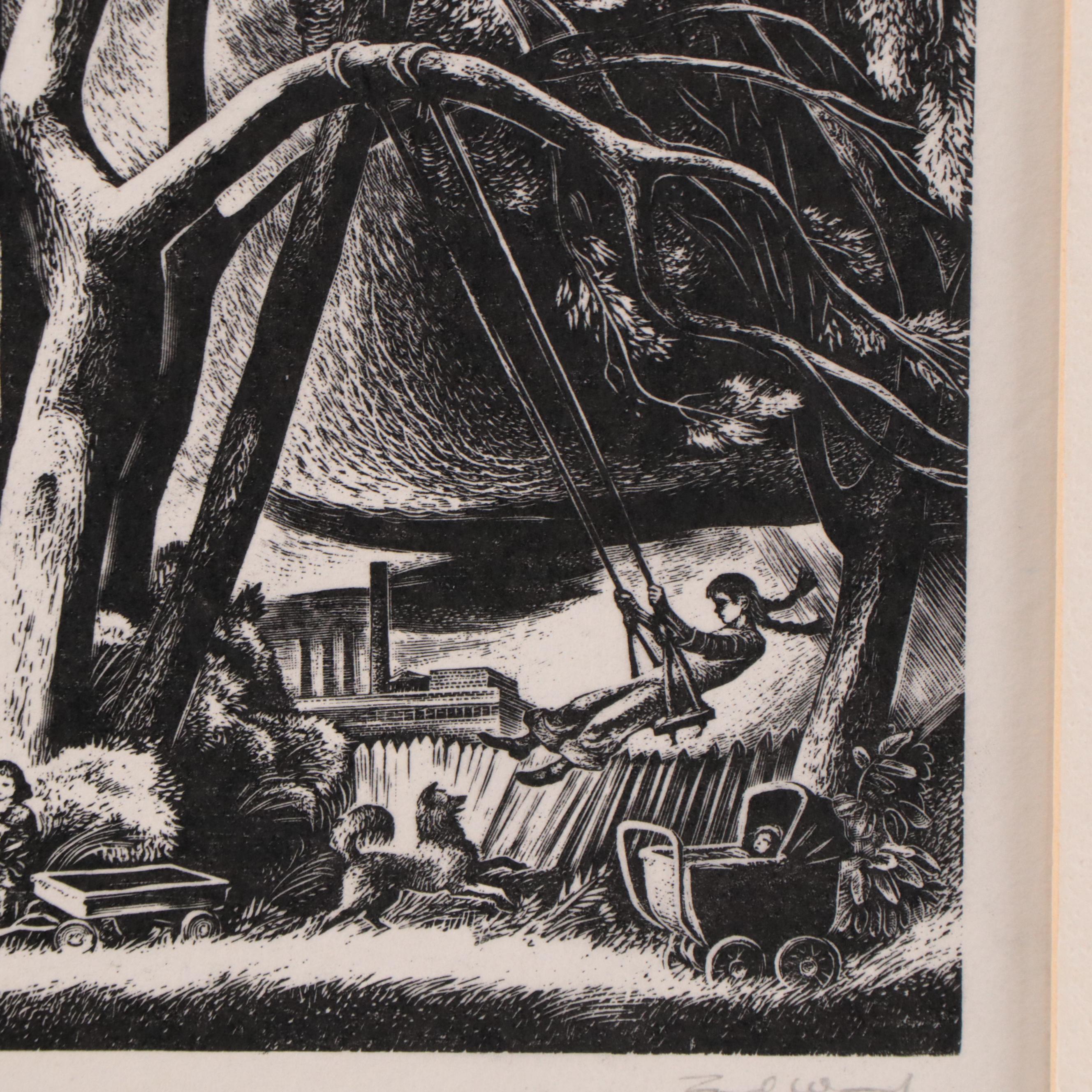 Lynd Ward Wood Engraving "Clouded Over," 1948