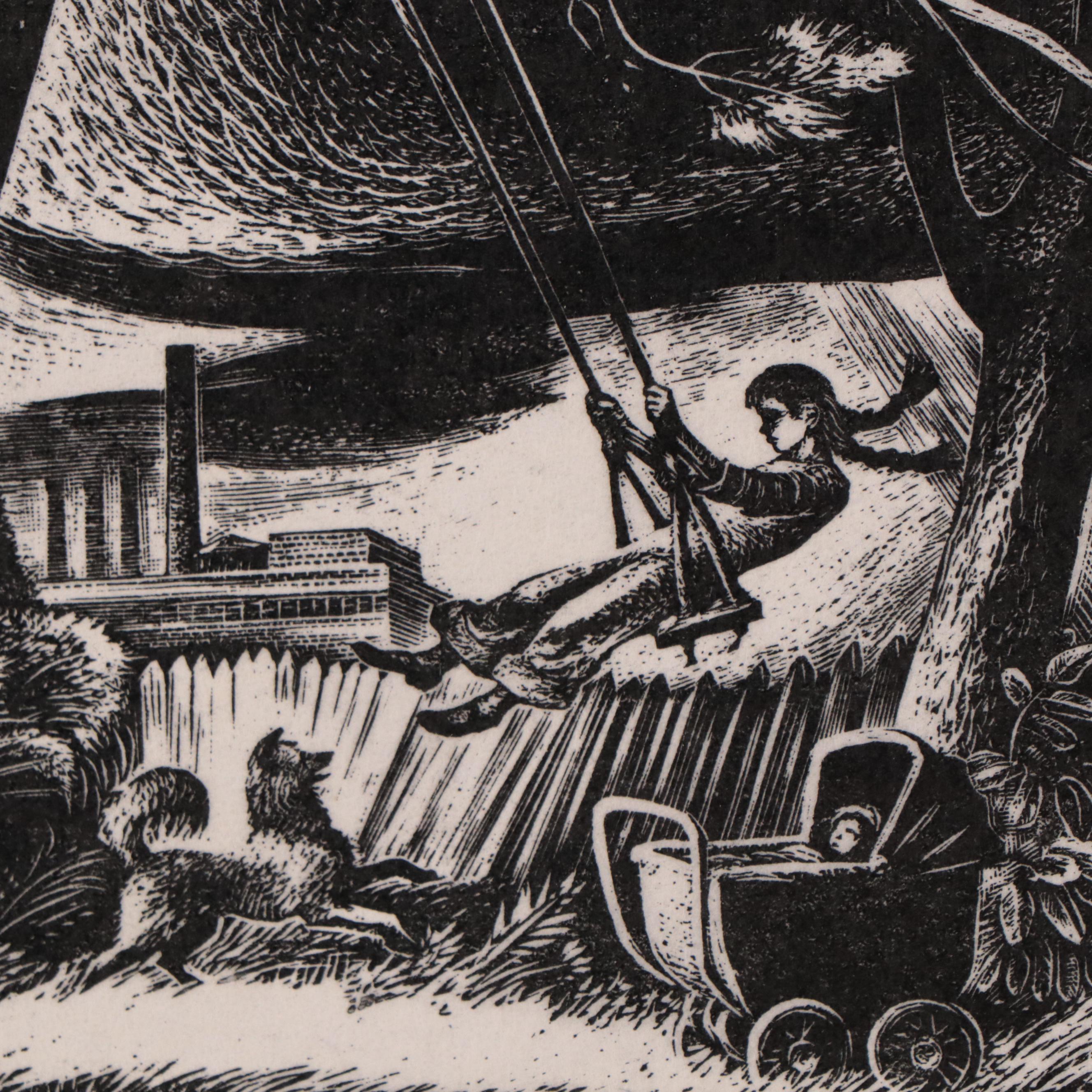 Lynd Ward Wood Engraving "Clouded Over," 1948