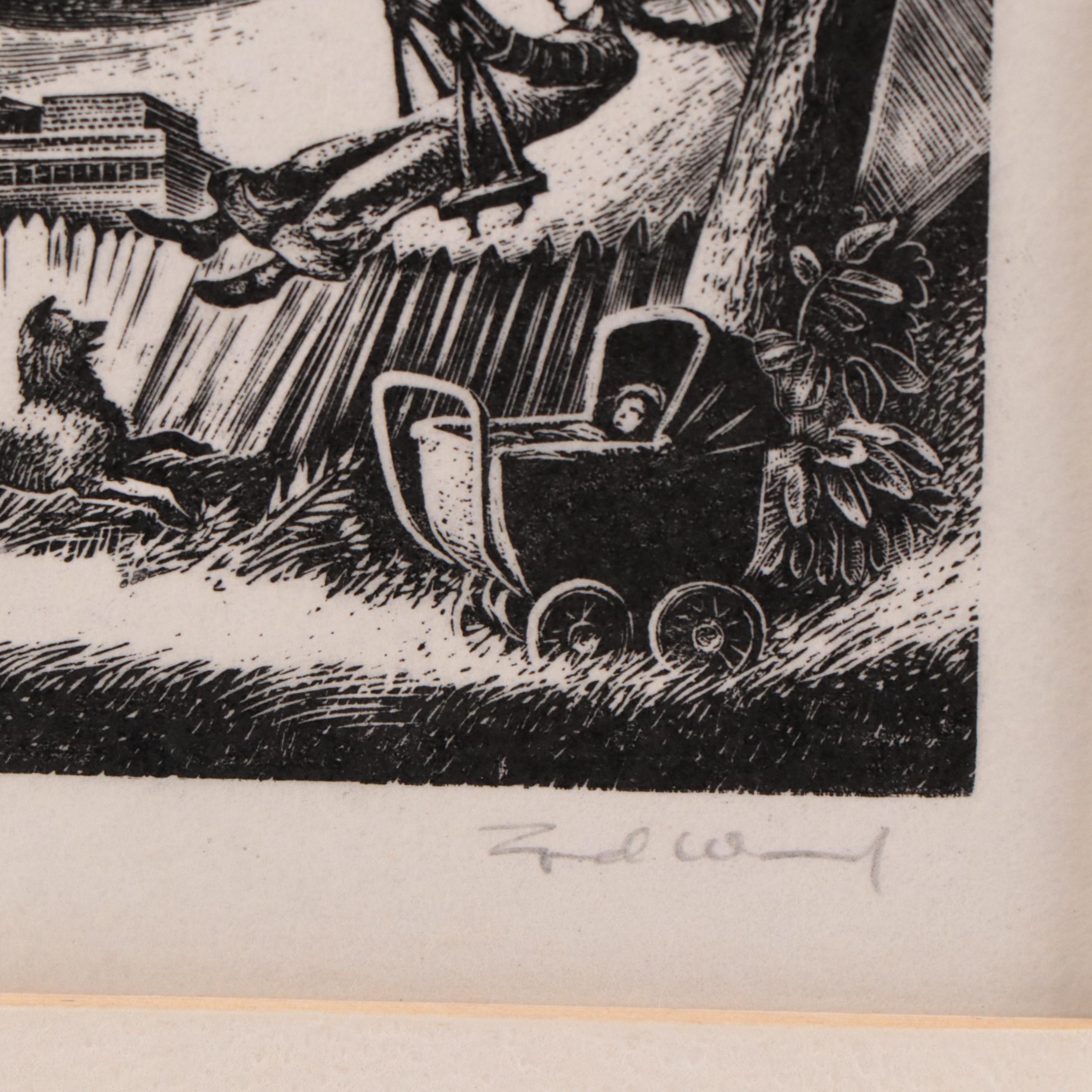 Lynd Ward Wood Engraving "Clouded Over," 1948