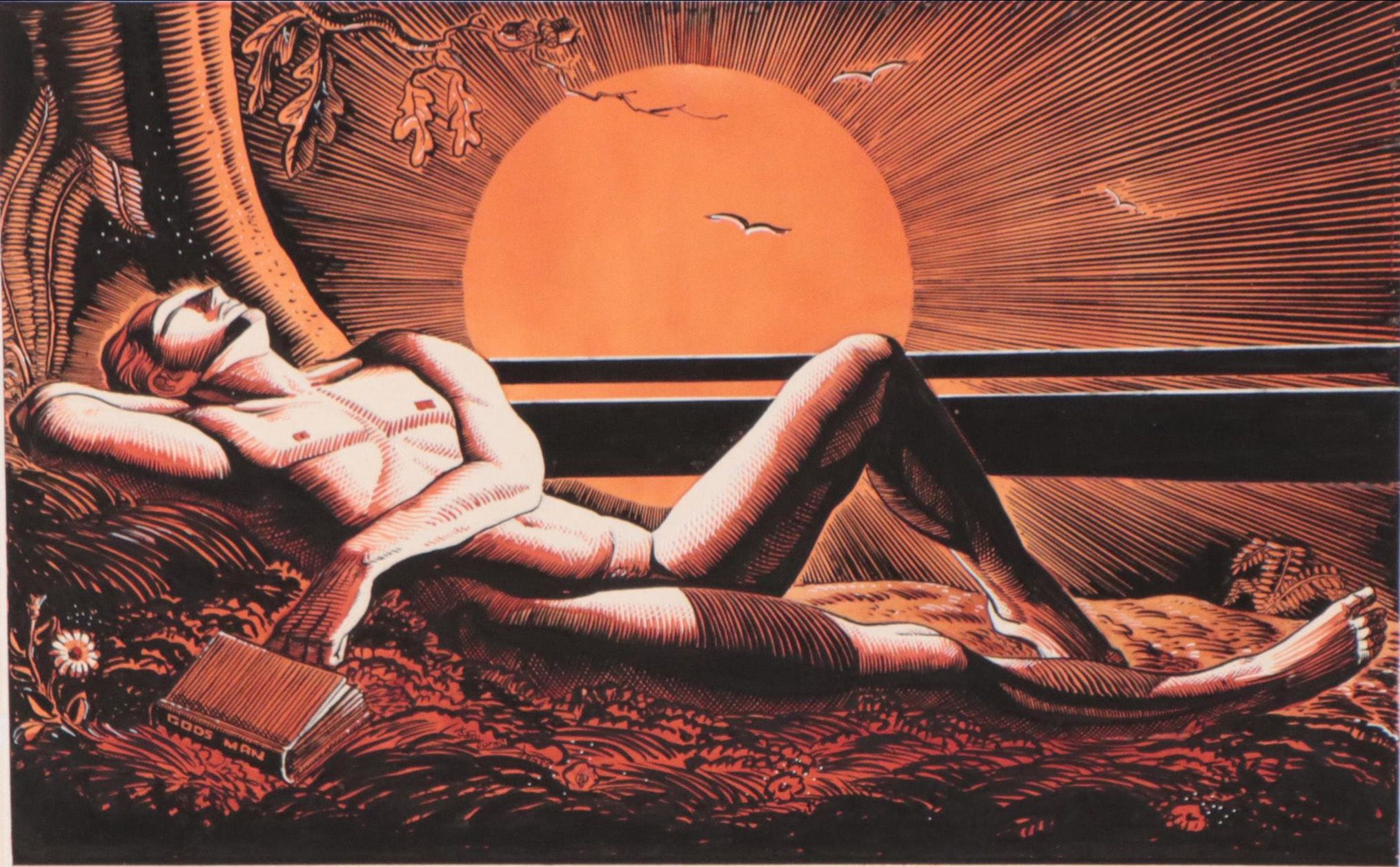 Dan Burne Jones Watercolor and Ink Painting "When Day Is Done," Circa 1939