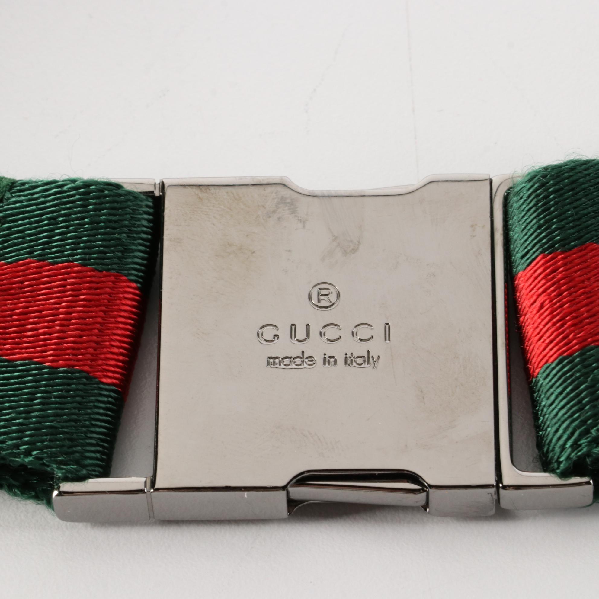 Gucci Web Strap Belt Bag in GG Canvas and Brown Textured Leather