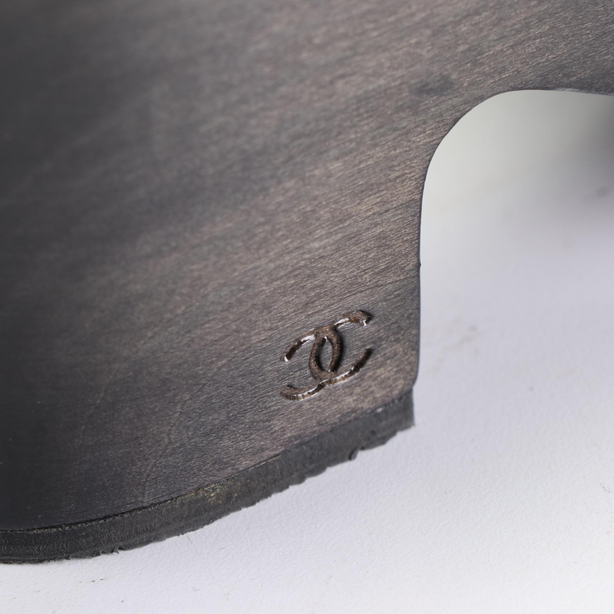 Chanel CC Platform Mules in Quilted Lambskin with Box