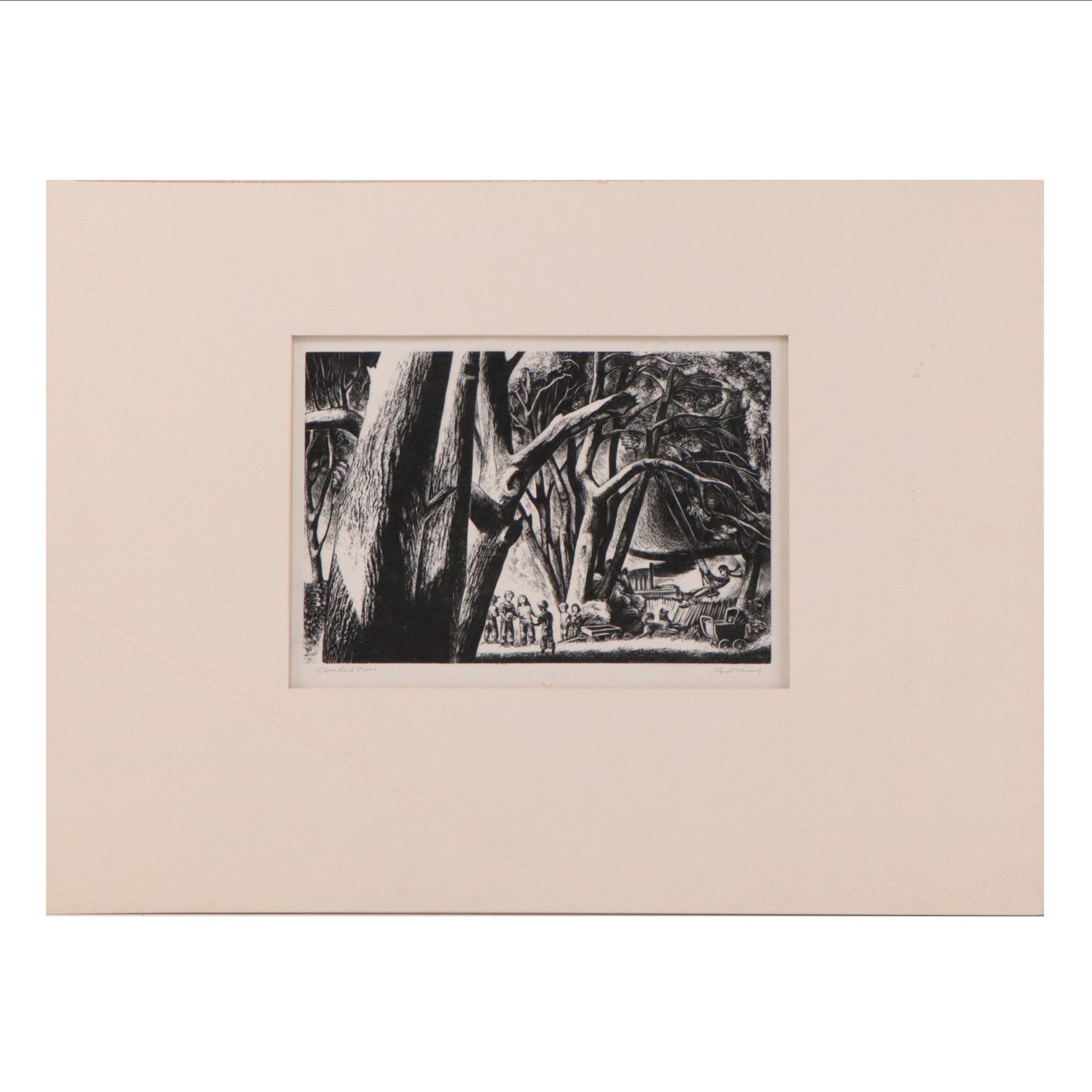 Lynd Ward Wood Engraving "Clouded Over," 1948