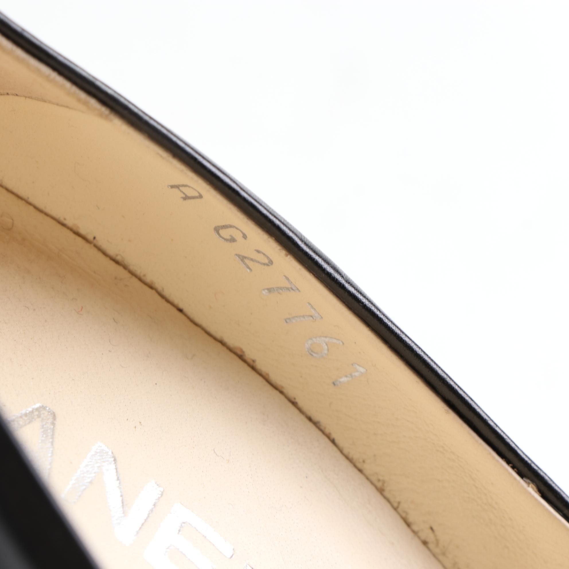 Chanel CC Platform Cap-Toe Pumps in Leather and Patent Leather with Box