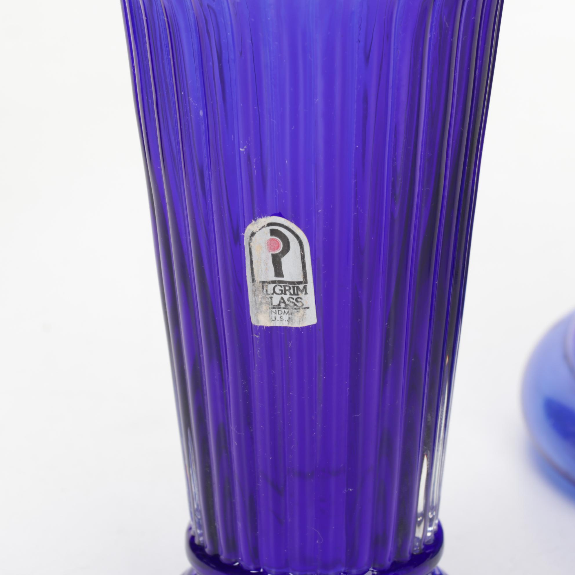 Art Nouveau Style Pulled Feather Vase Pilgrim and Other Glass Tableware