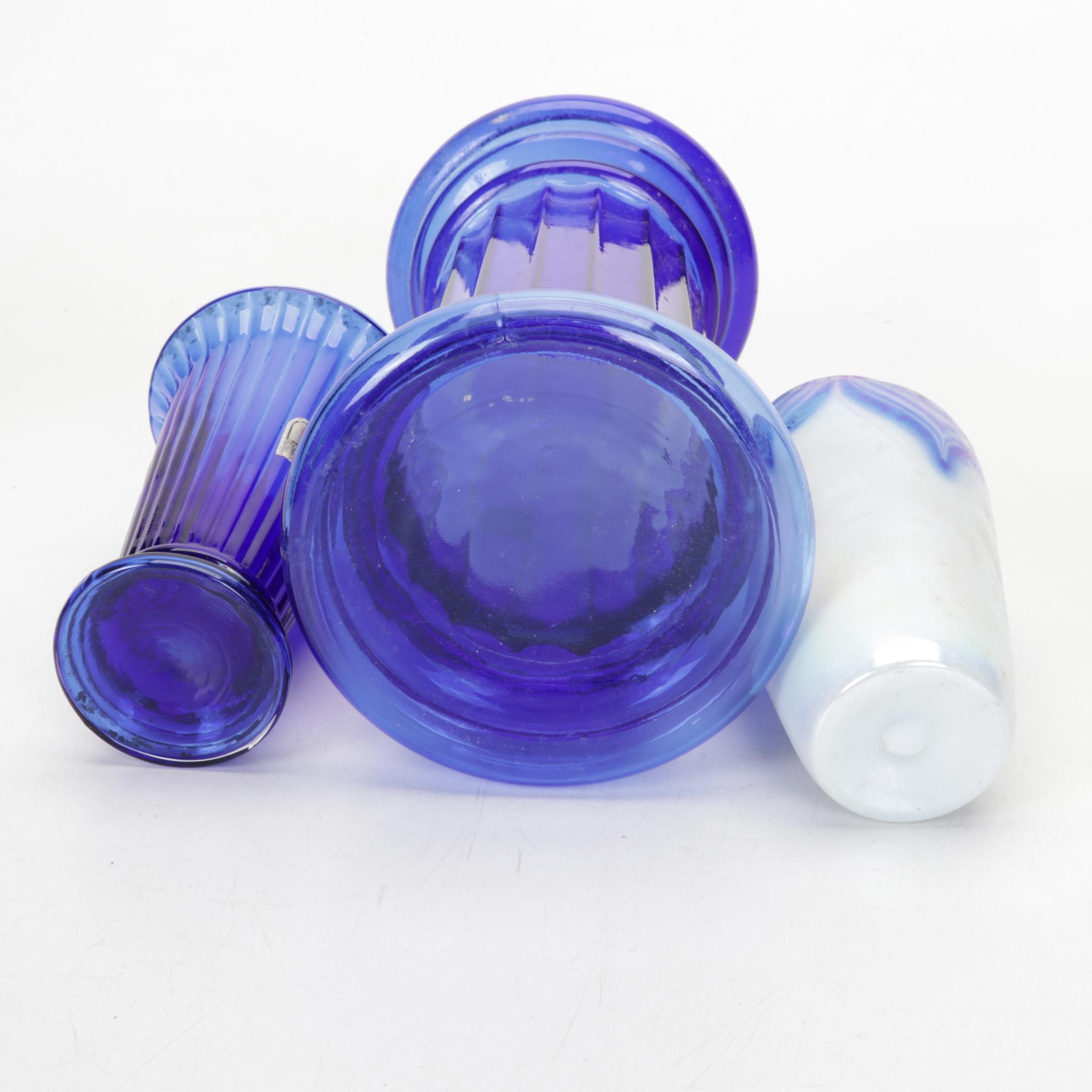 Art Nouveau Style Pulled Feather Vase Pilgrim and Other Glass Tableware