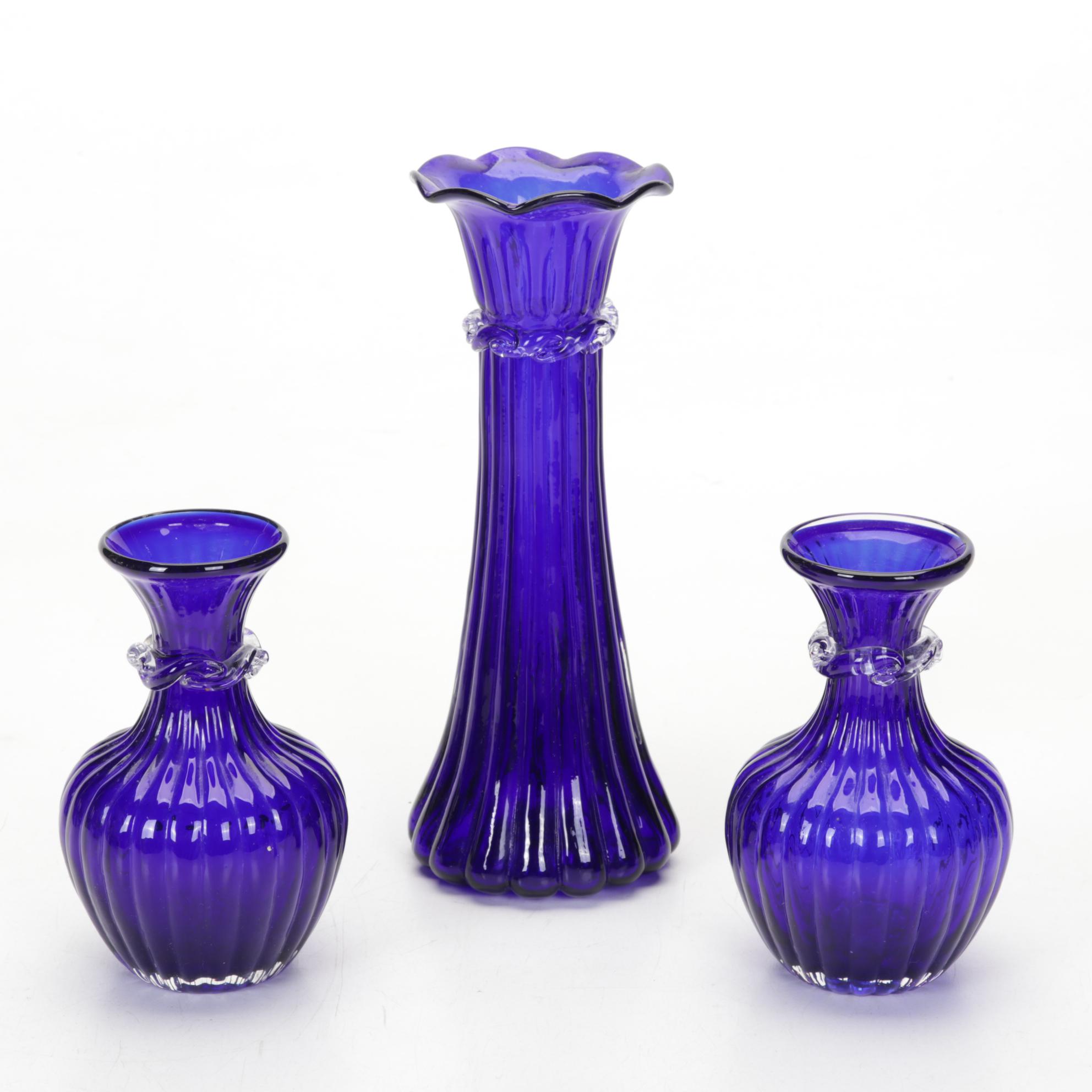 Art Nouveau Style Pulled Feather Vase Pilgrim and Other Glass Tableware