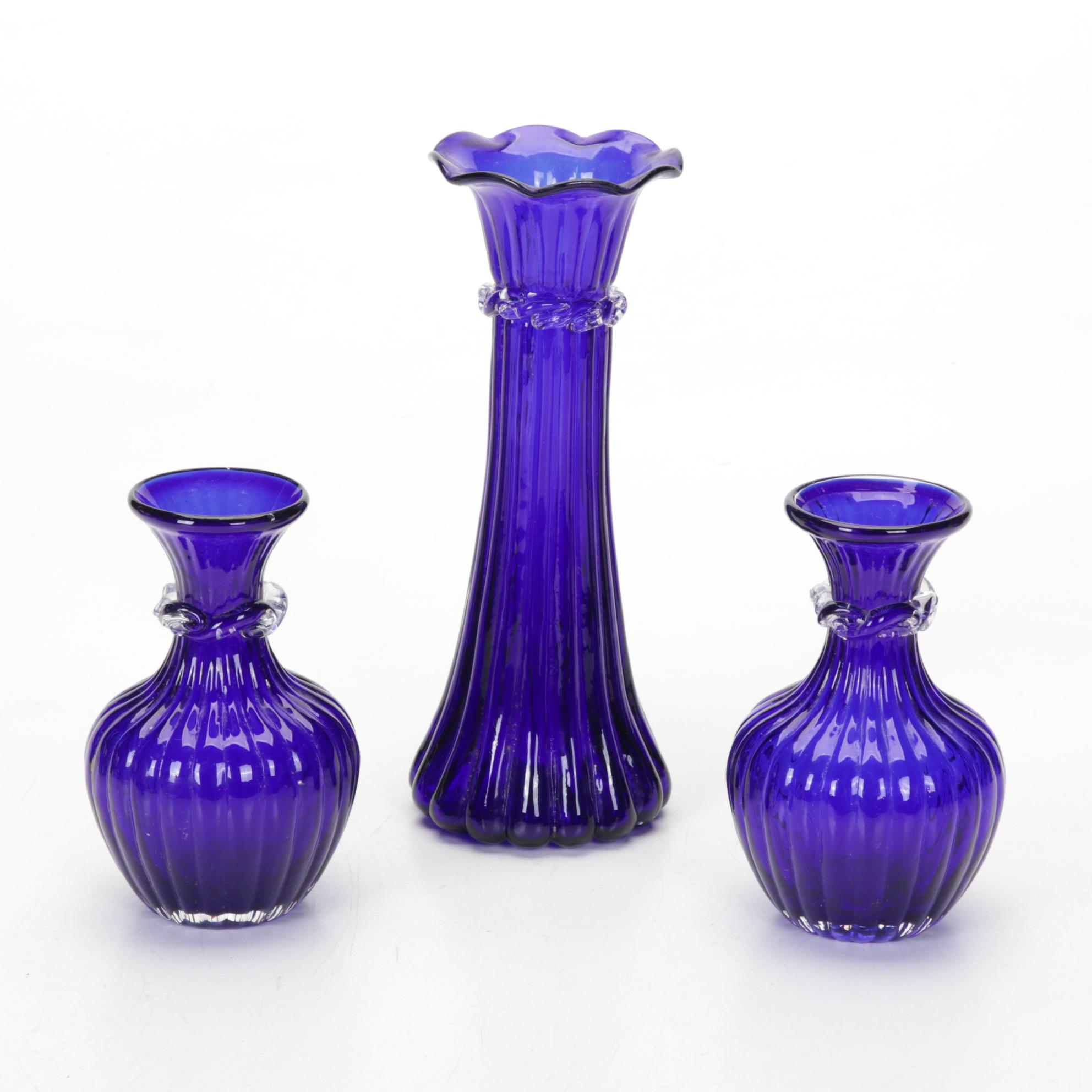 Art Nouveau Style Pulled Feather Vase Pilgrim and Other Glass Tableware