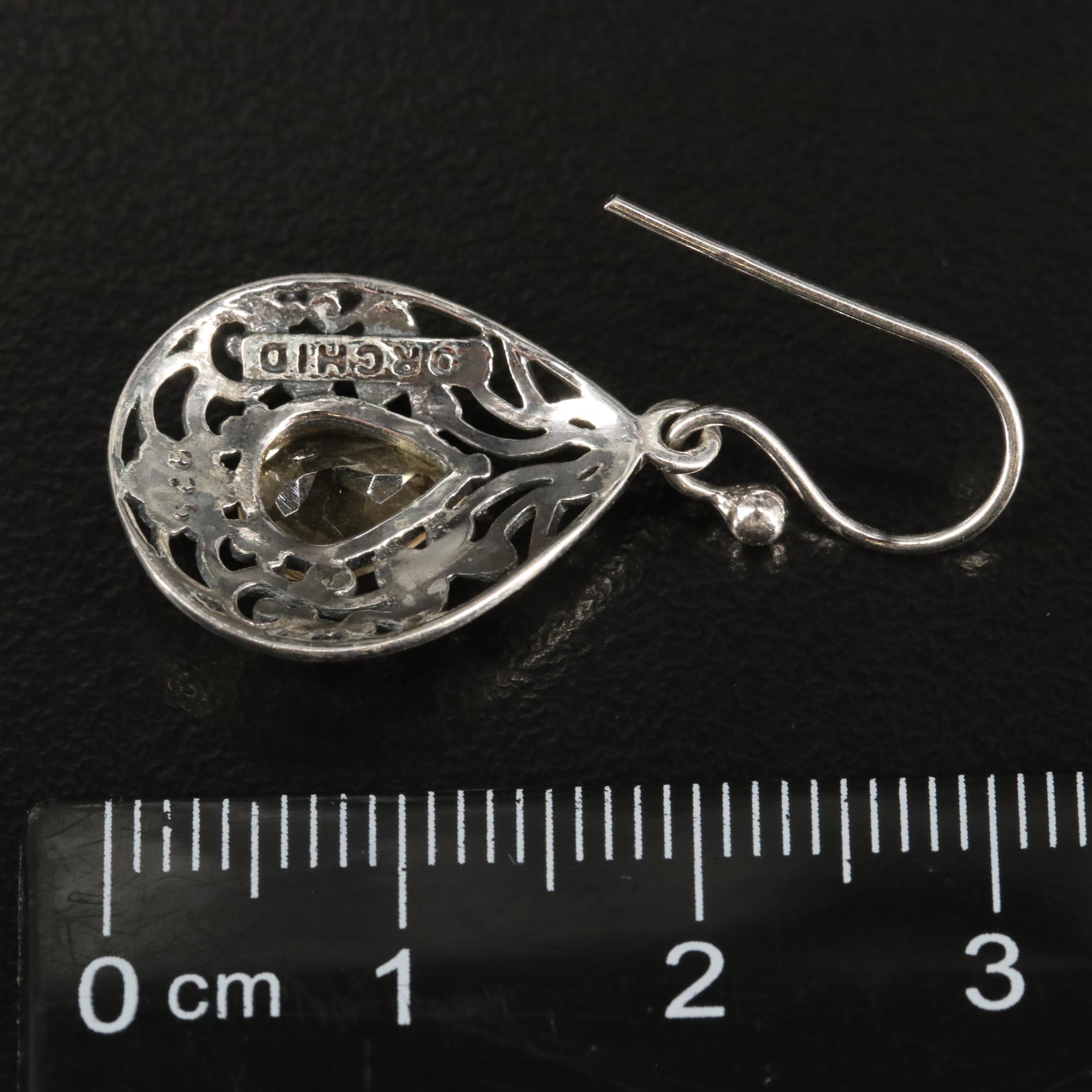 Sterling Citrine Drop Earrings